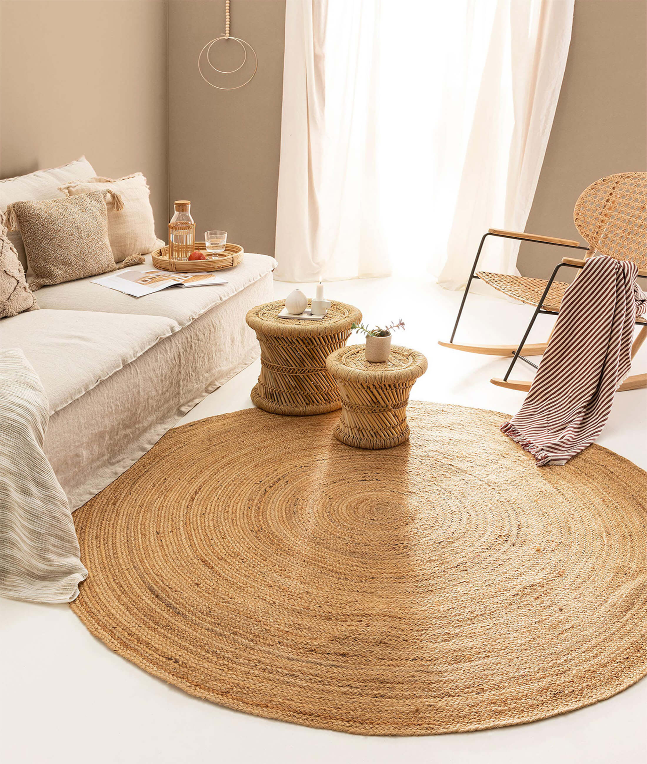 Natura El Dokuma Jüt Bohem Tarz Otantik Salon Oturma Odası Koridor Yatak Odası Natural Halı 00023A