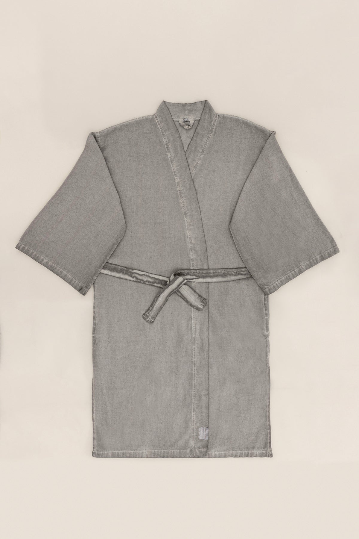 Raw Pamuk Gri Sabahlık Kimono S-M 1517A