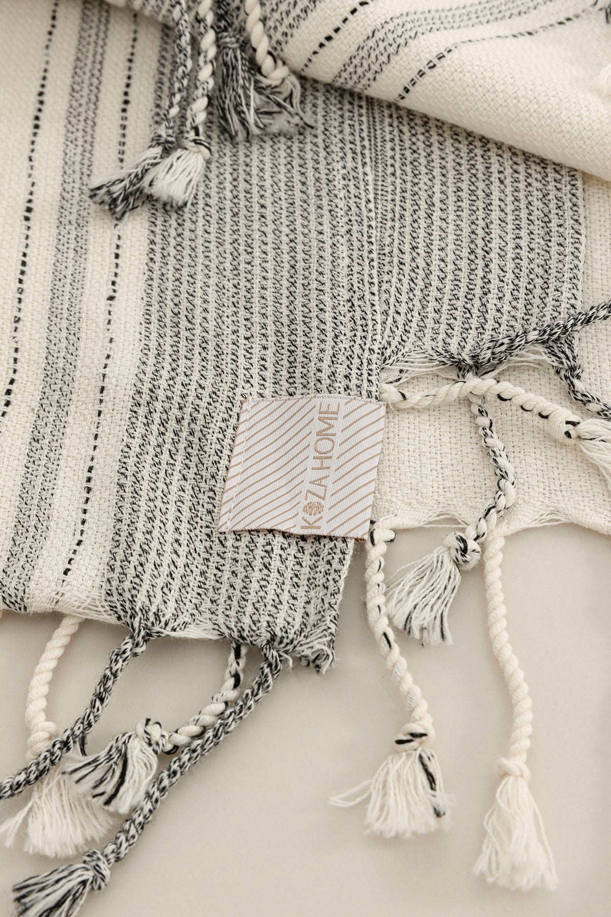 Raw Pamuk Yarasa Kol Natural Çizgili Kimono S-M 1516A