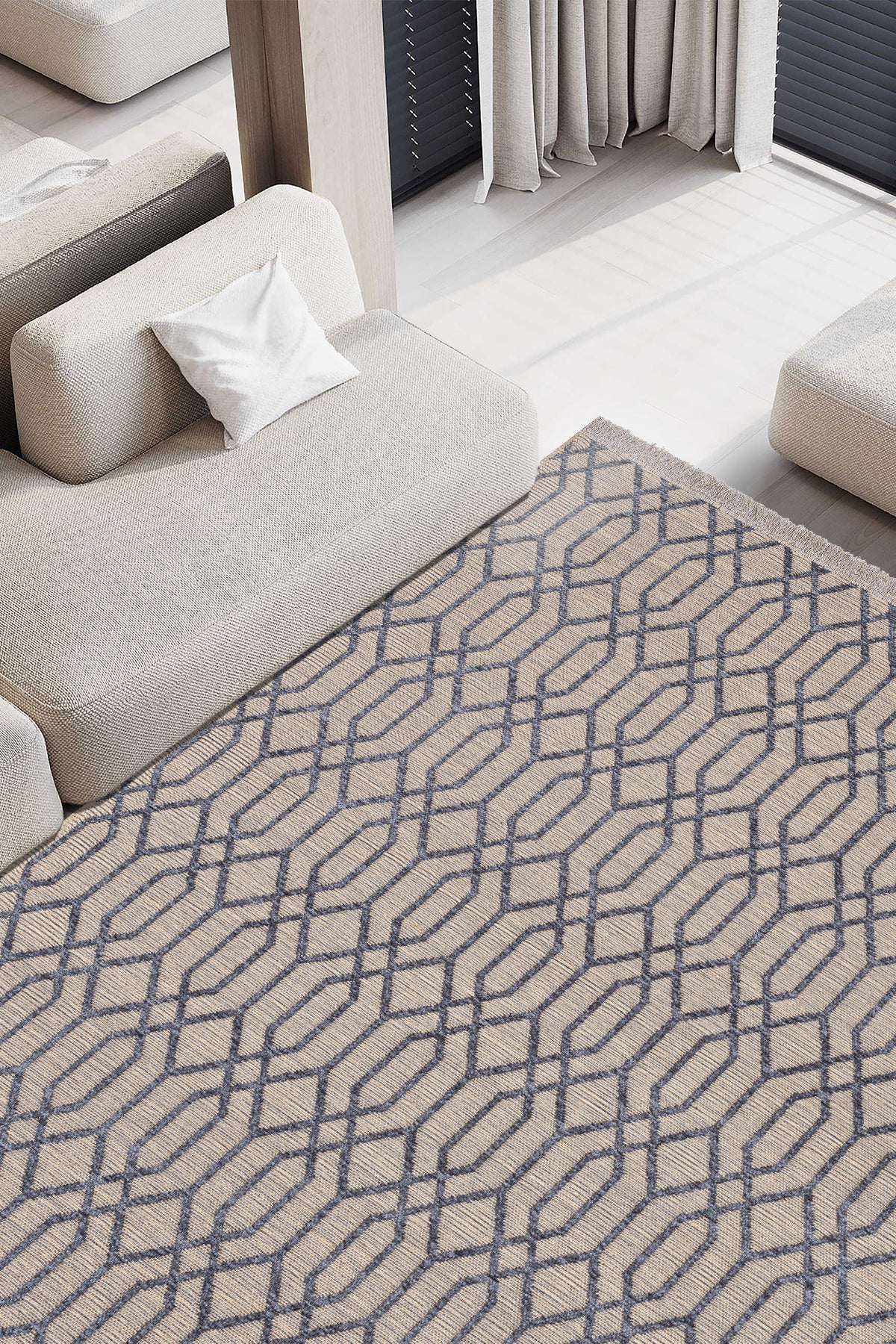 Rosso Antrasit Dokuma Sisal Halı Jüt Halı Kilim Salon Oturma Odası Yatak Odası Koridor Halısı 23037A