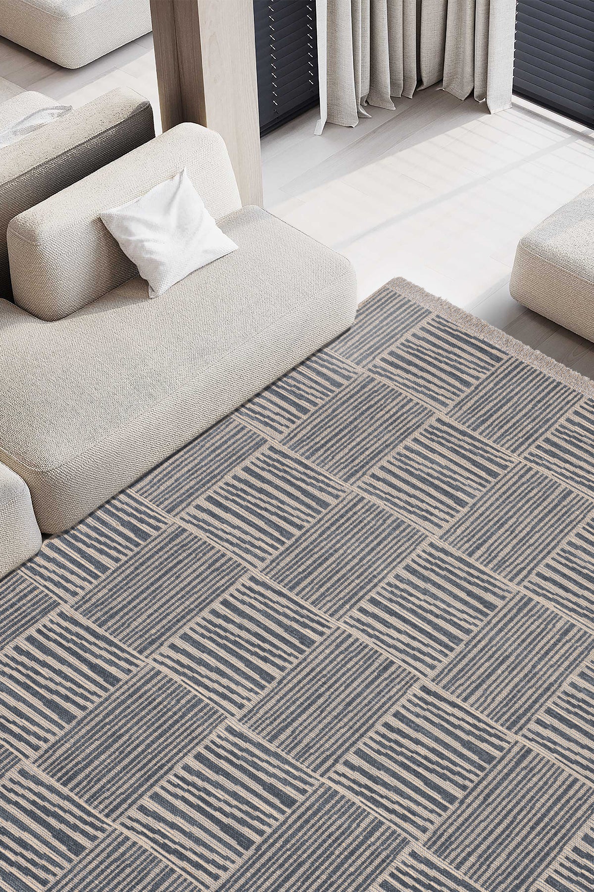 Rosso Antrasit Dokuma Sisal Halı Jüt Halı Kilim Salon Oturma Odası Yatak Odası Koridor Halısı 23043A