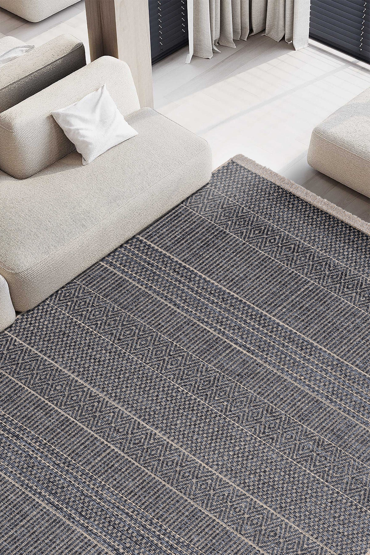 Rosso Antrasit Dokuma Sisal Halı Jüt Halı Kilim Salon Oturma Odası Yatak Odası Koridor Halısı23041A