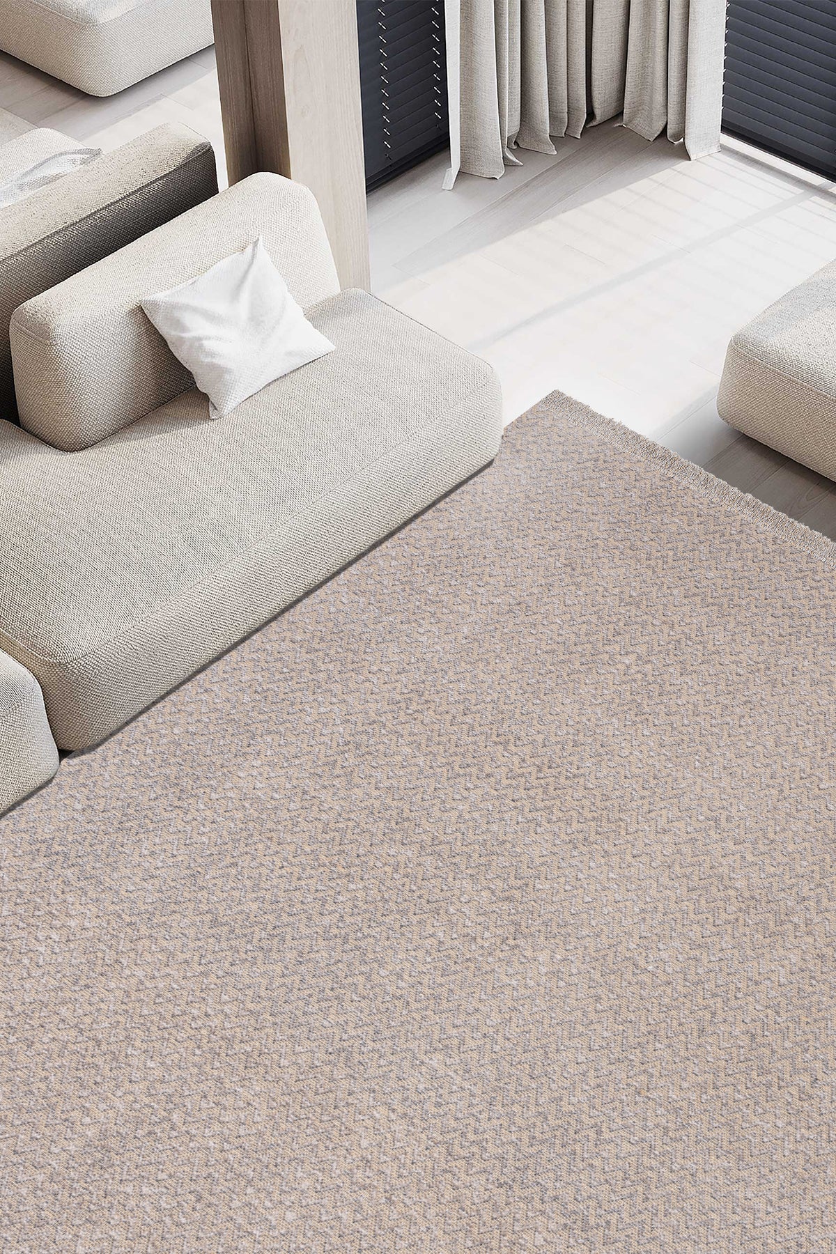 Rosso Bej Dokuma Sisal Halı Jüt Halı Kilim Salon Oturma Odası Yatak Odası Koridor Halısı 23033A