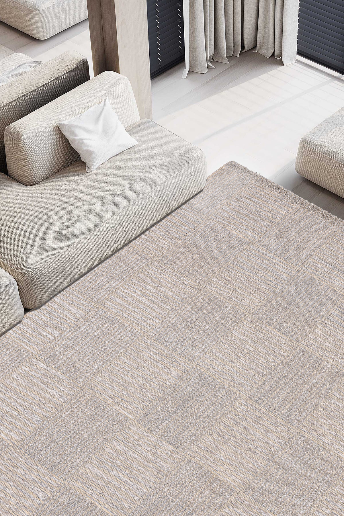 Rosso Bej Dokuma Sisal Halı Jüt Halı Kilim Salon Oturma Odası Yatak Odası Koridor Halısı 23043A
