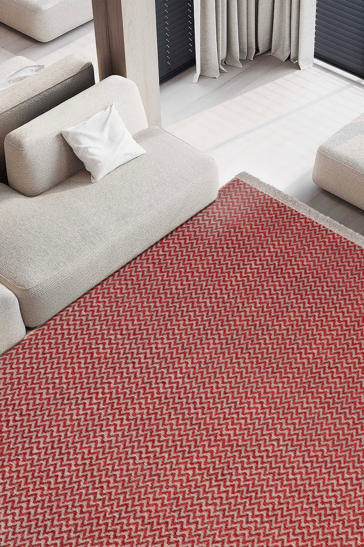 Rosso Kırmızı Dokuma Sisal Halı Jüt Halı Kilim Salon Oturma Odası Yatak Odası Koridor Halısı 23033A