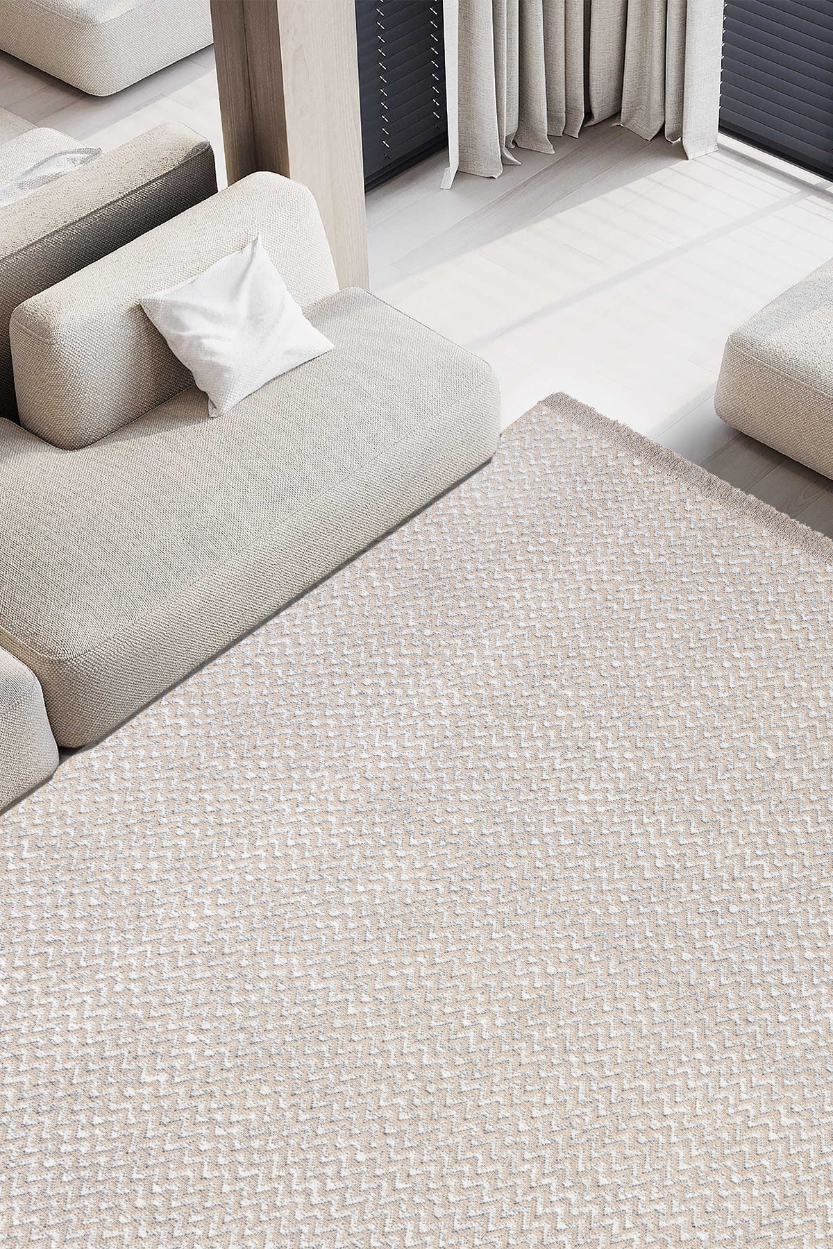 Rosso Krem Dokuma Sisal Halı Jüt Halı Kilim Salon Oturma Odası Yatak Odası Koridor Halısı 23033A