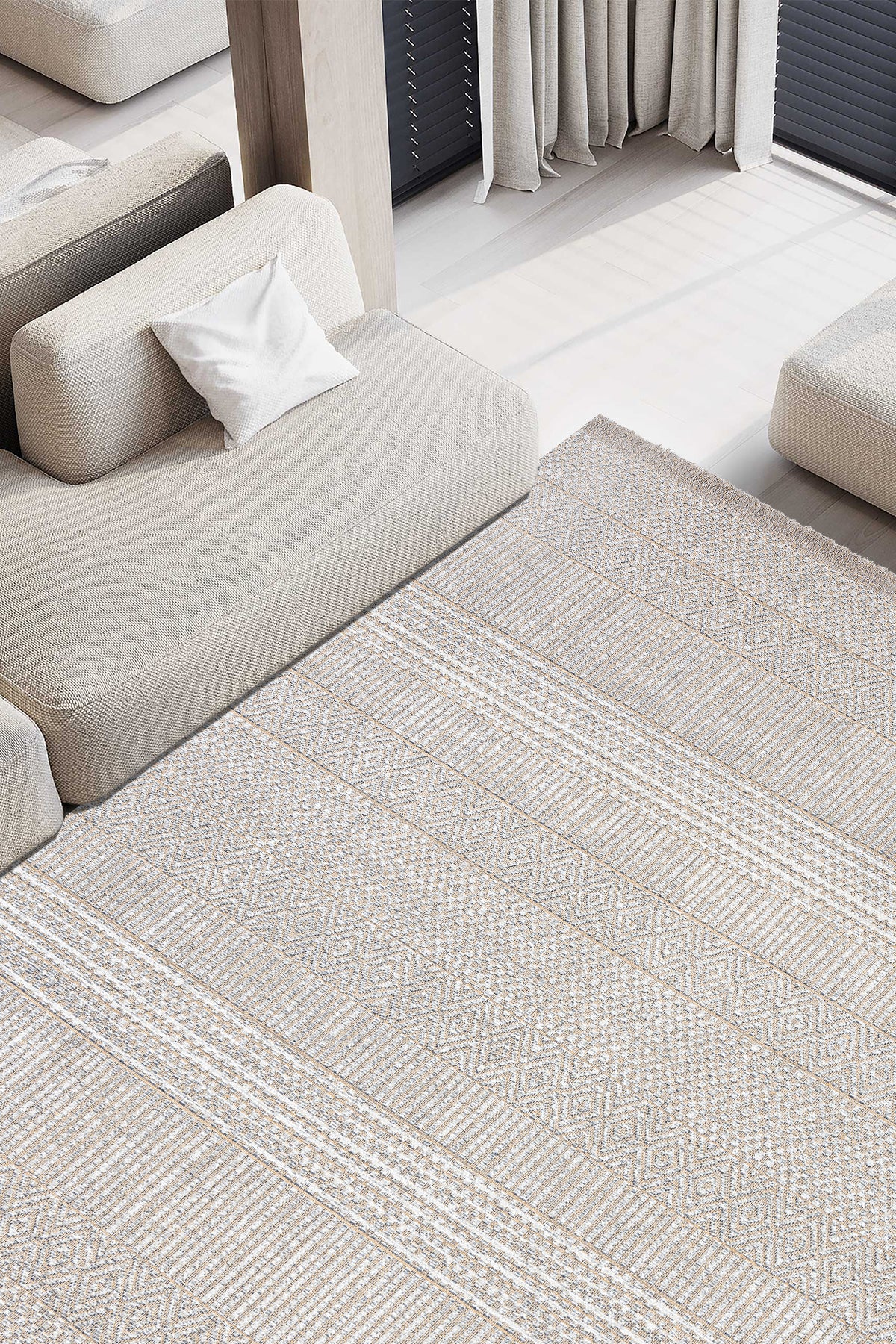 Rosso Krem Dokuma Sisal Halı Jüt Halı Kilim Salon Oturma Odası Yatak Odası Koridor Halısı 23041A