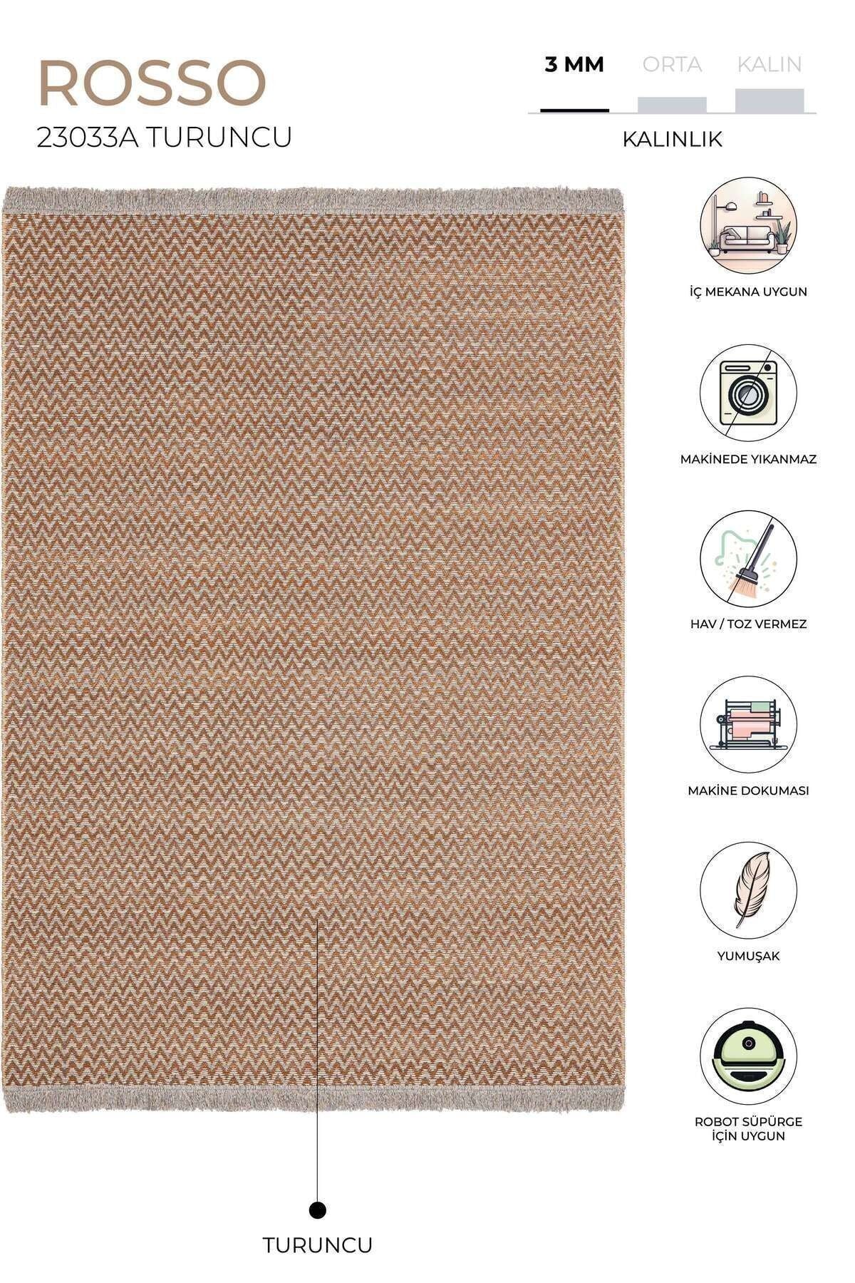 Rosso Turuncu Dokuma Sisal Halı Jüt Halı Kilim Salon Oturma Odası Yatak Odası Koridor Halısı 23033A