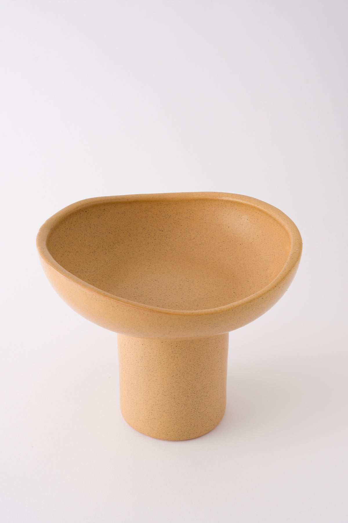 Sateen Mat Bej Ayaklı El Yapımı Büyük Sunum Kasesi 8615