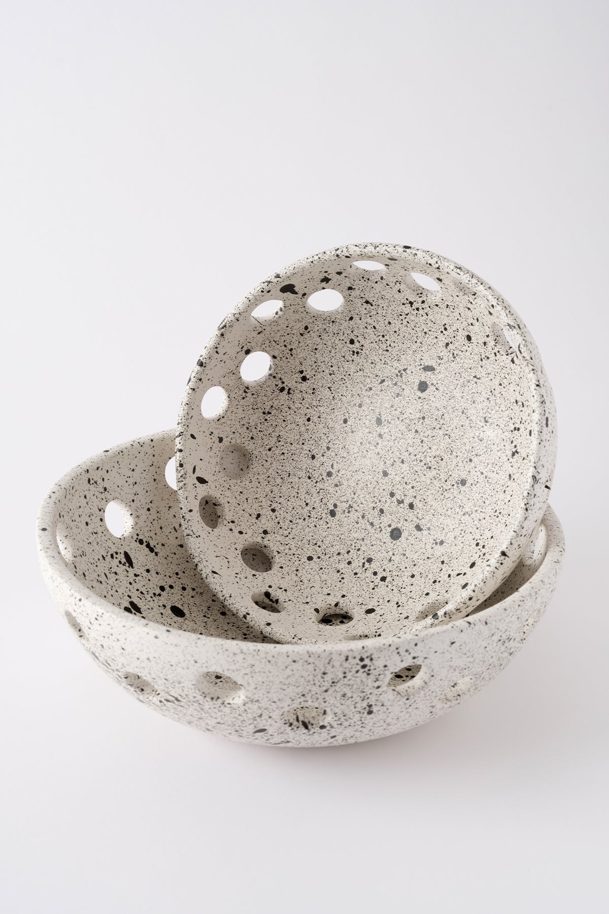 Sateen Mat Beyaz Kırçıllı El Yapımı Oval Büyük Kase 8608