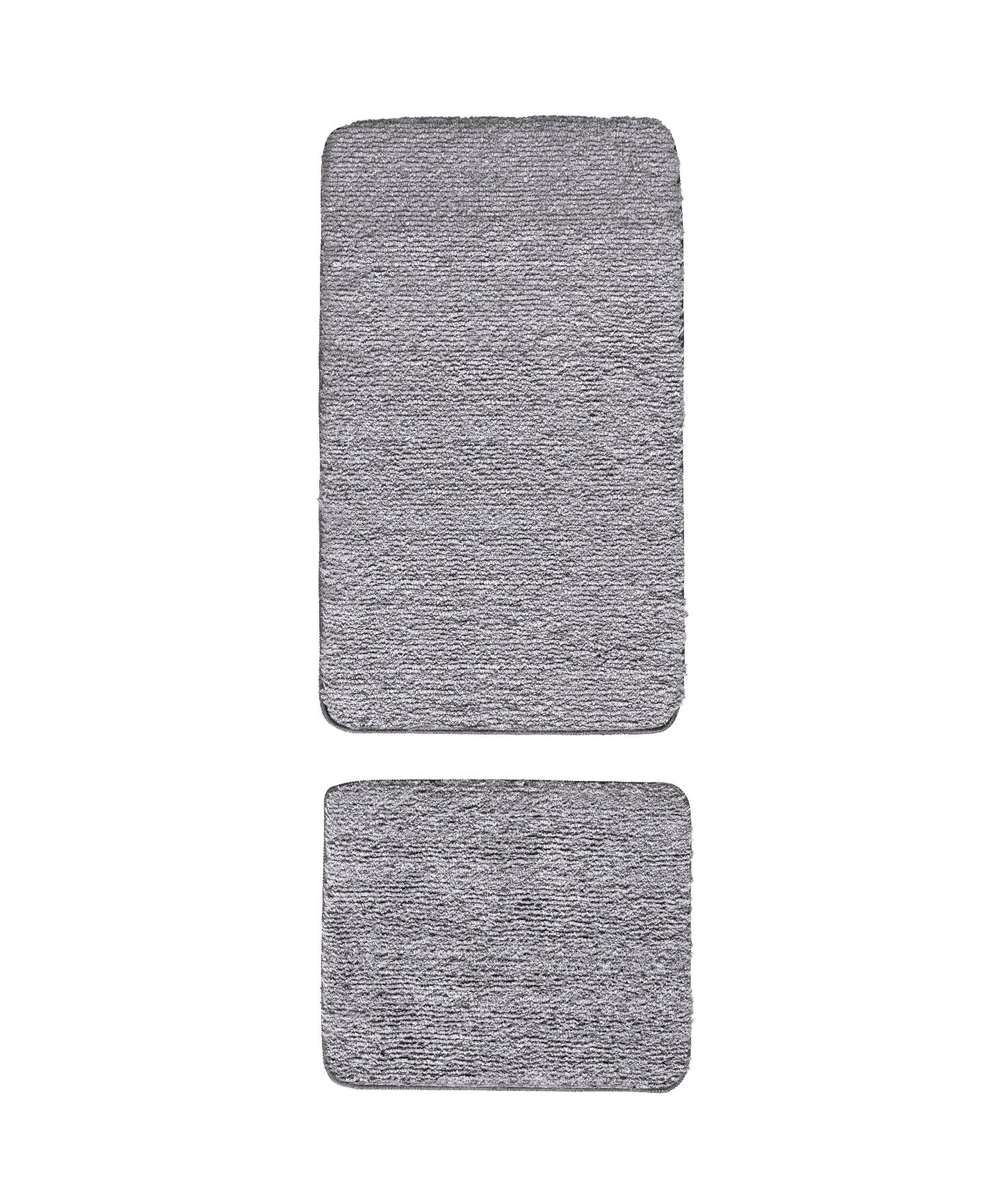 Segura Peluş Gri Kaydırmaz Taban 2'li Banyo Paspası 60 x 100 - 50 x 60