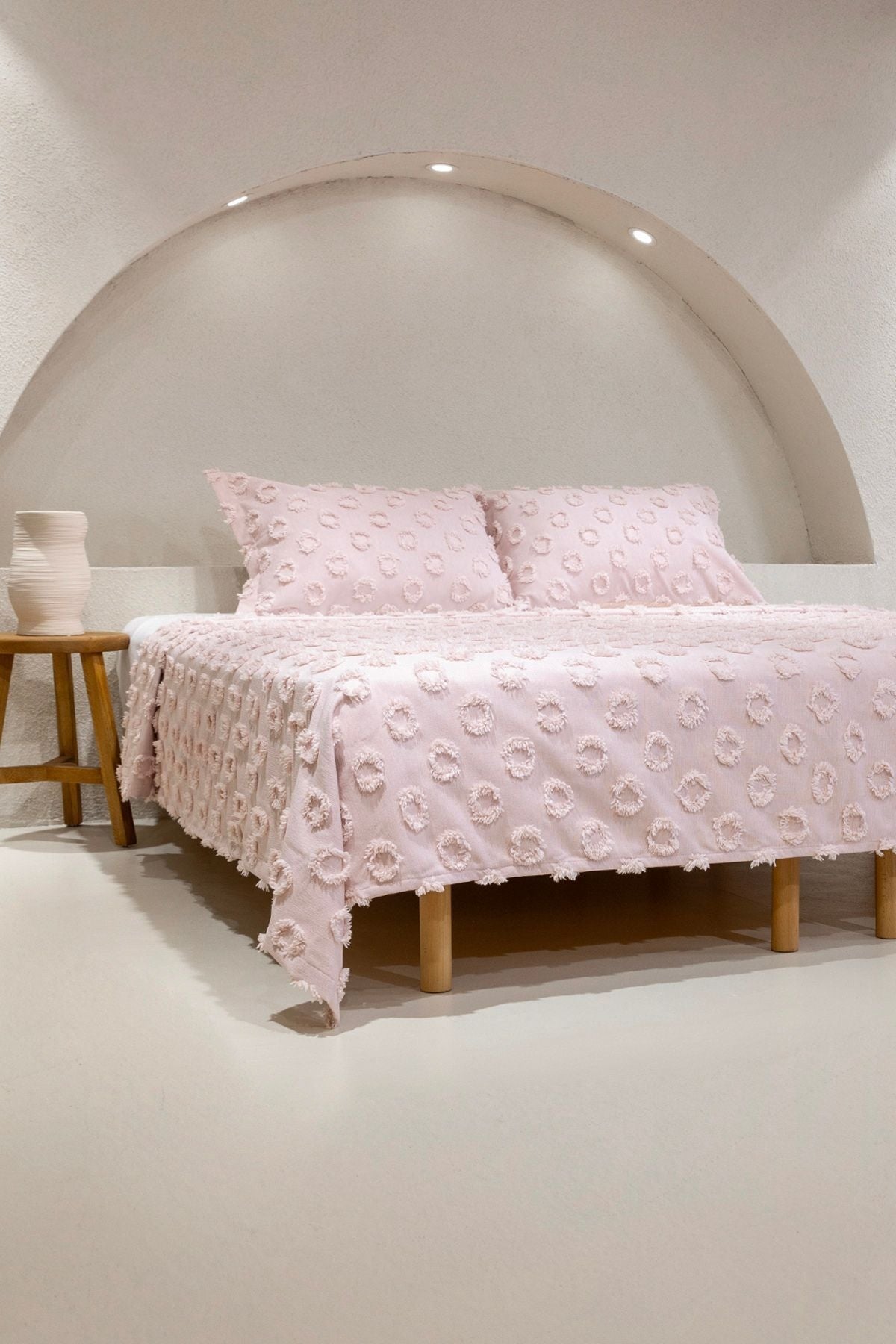 Sitra Pudra Çift Kişilik Püsküllü Yatak Örtüsü 230x250 2 Yastık 50x70 5032