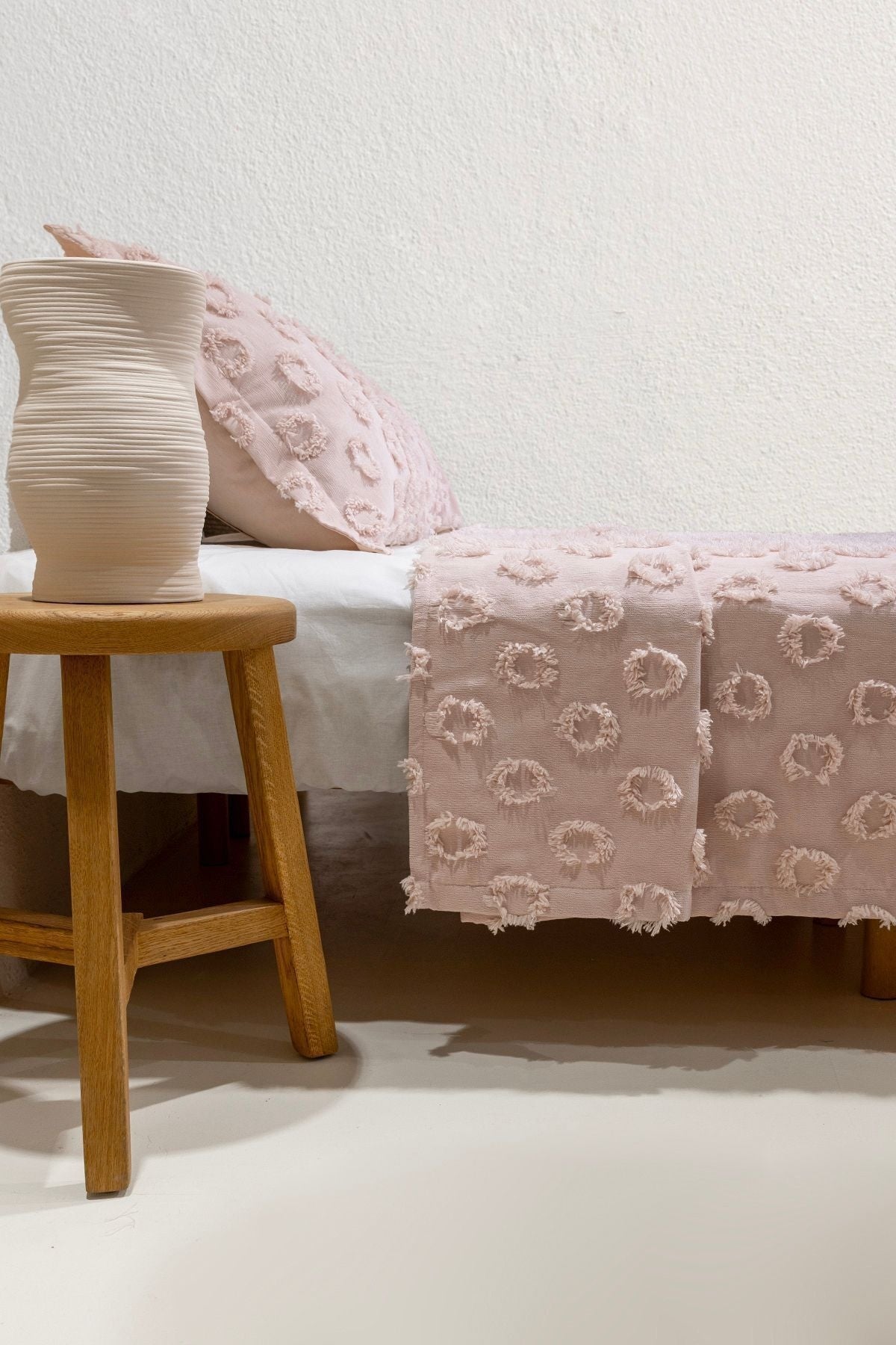 Sitra Pudra Çift Kişilik Püsküllü Yatak Örtüsü 230x250 2 Yastık 50x70 5032