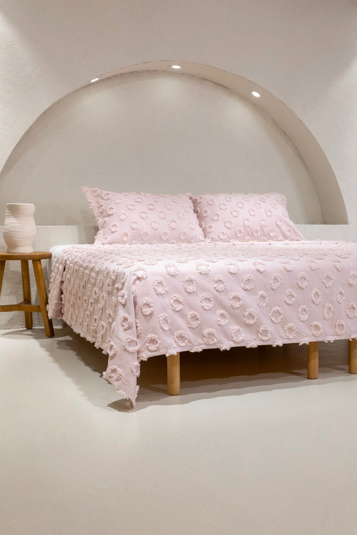Sitra Pudra Çift Kişilik Püsküllü Yatak Örtüsü 230x250 2 Yastık 50x70 5032