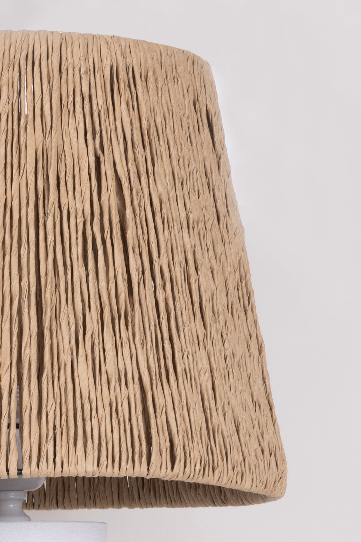 Soleil Beyaz Seramik Hasır Başlıklı Bohem Abajur 9094