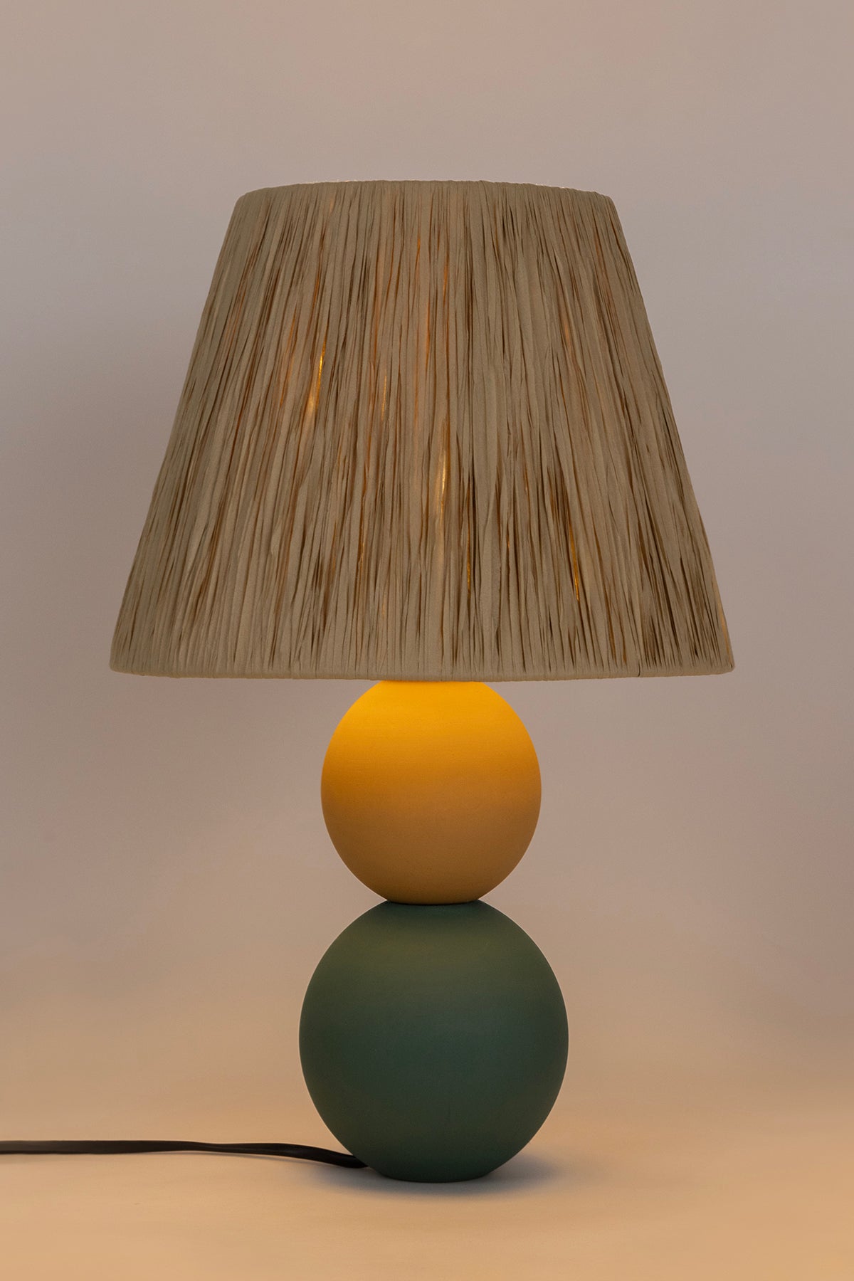 Soleil Dairesel Ahşap Gövdeli Kağıt Başlıklı Bohem Abajur 9096