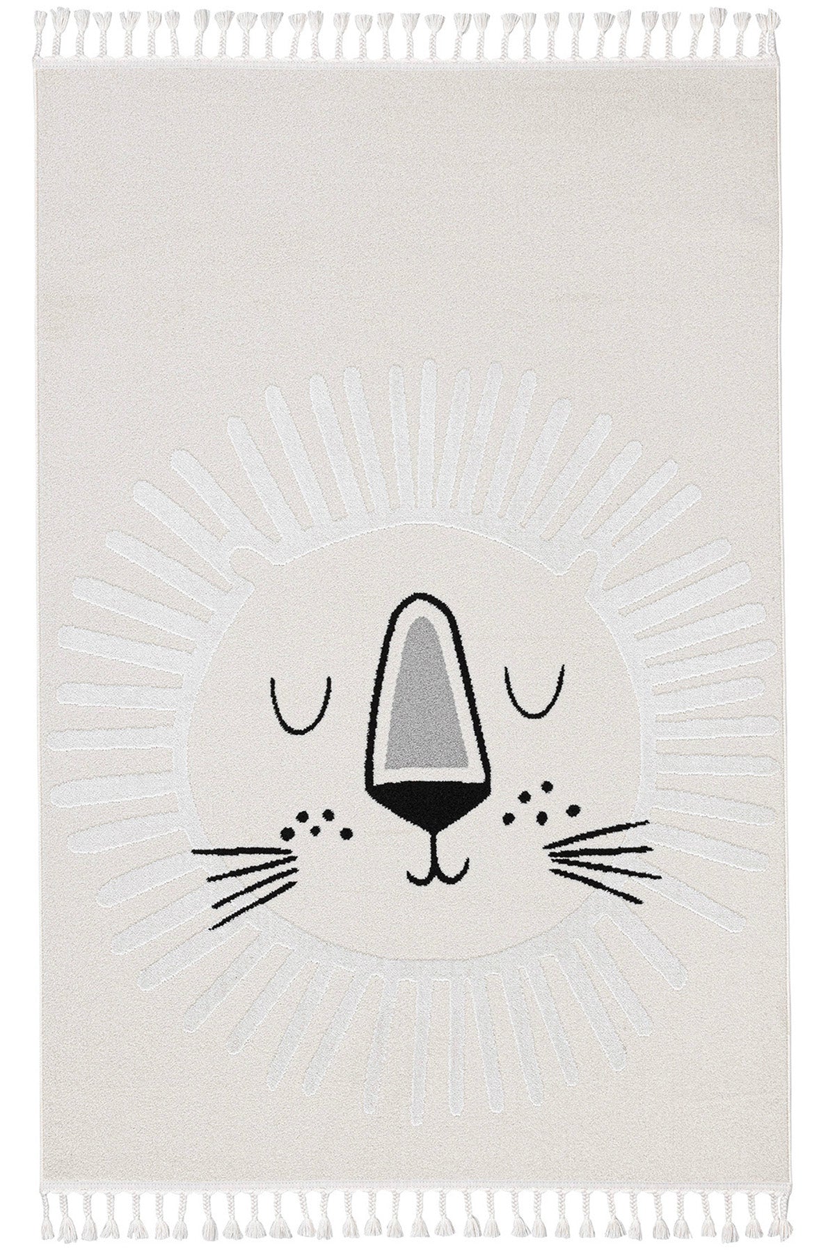 Sparkle Krem Aslan Figürlü Hayvan Figürlü Çocuk Odası Bebek Odası Halısı 33454A