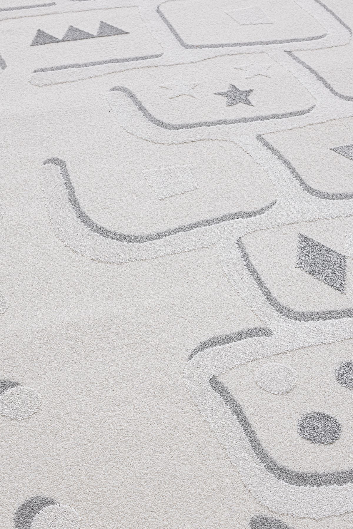 Sparkle Krem Gri Seksekli Çocuk Odası Bebek Odası Halısı 133x190 33451B