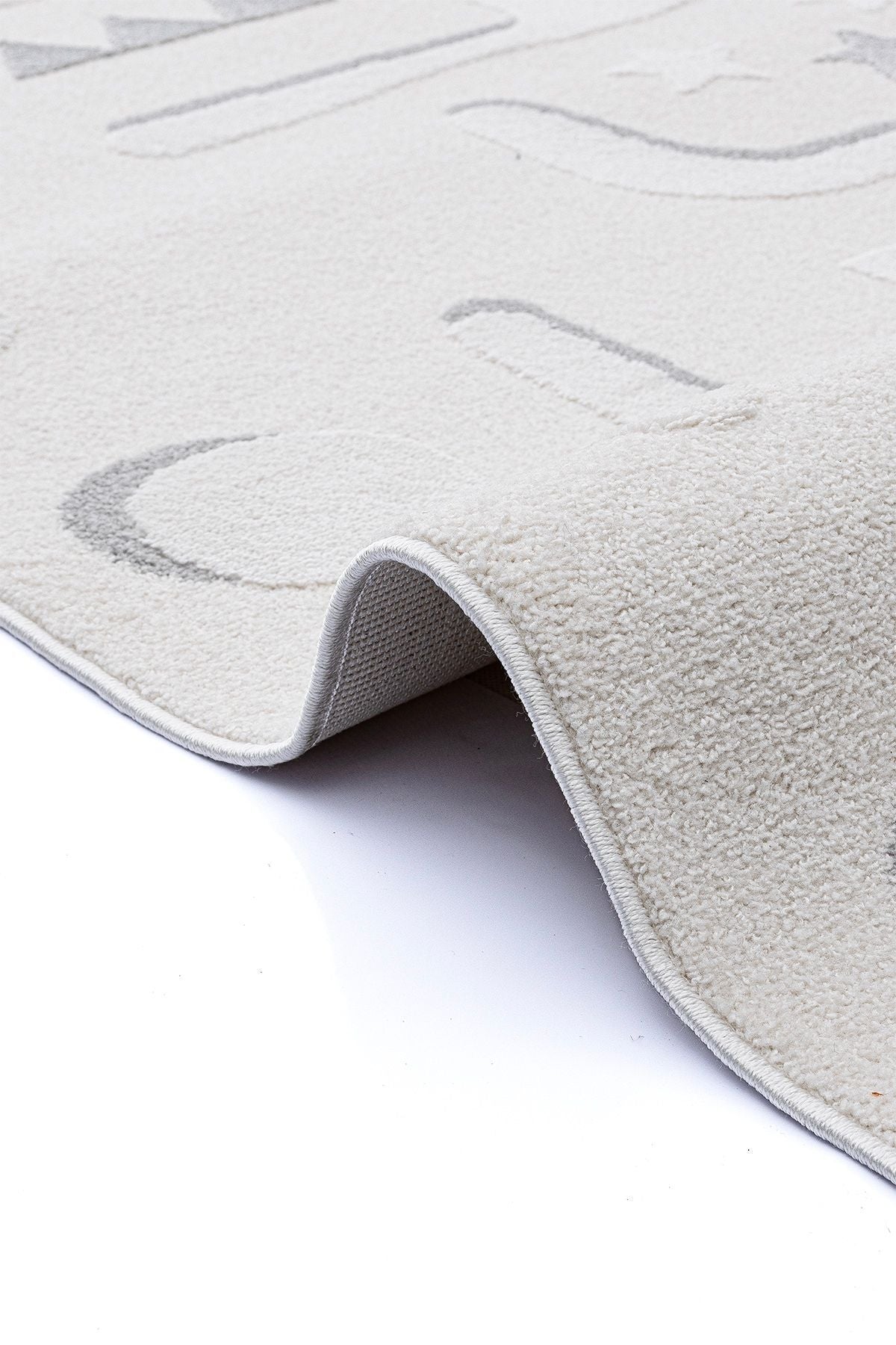 Sparkle Krem Gri Seksekli Çocuk Odası Bebek Odası Halısı 133x190 33451B