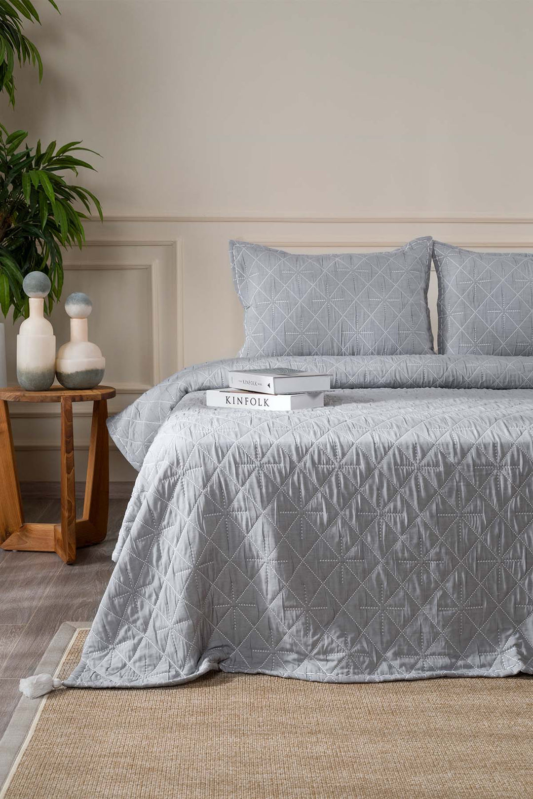 Stella İndigo Pamuklu Çift Kişilik 3 Parça Yatak Örtüsü 230x250 2 Yastık 50x70 5030