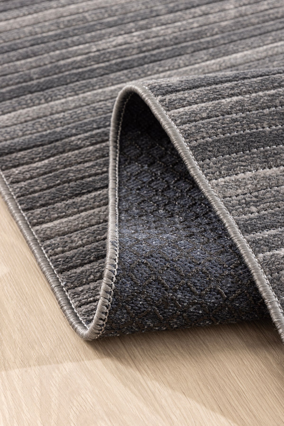 Stripe Antrasit Kilim Kaymaz Taban Salon Oturma Odası Antre Halısı 33010A