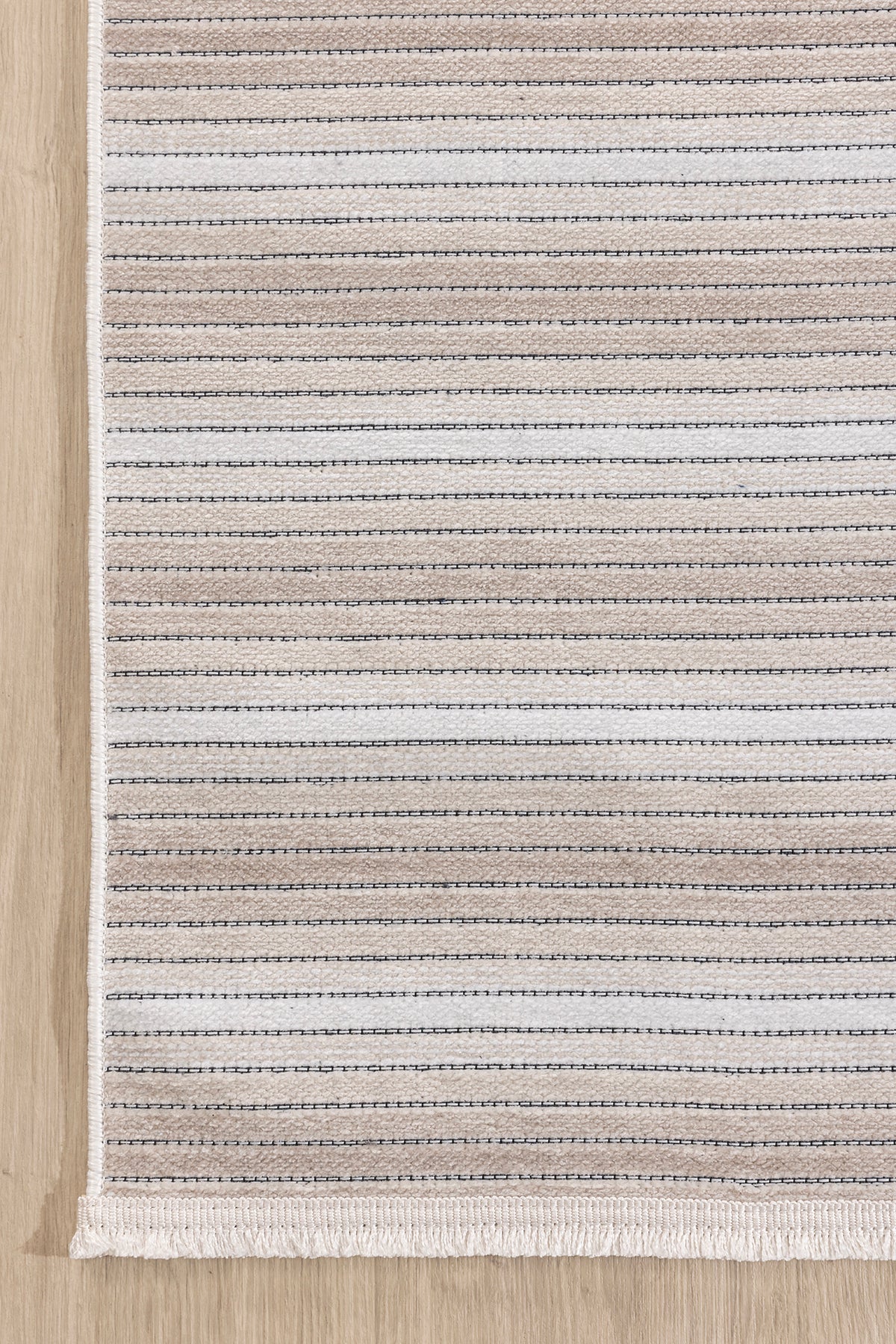 Stripe Krem Kilim Kaymaz Taban Salon Oturma Odası Antre Halısı 33014A