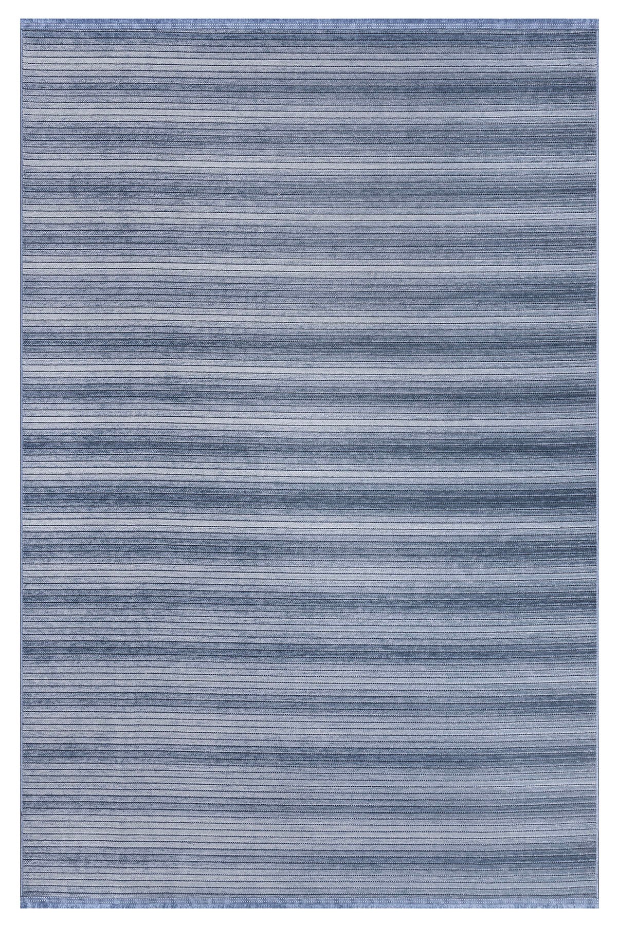 Stripe Mavi Kilim Kaymaz Taban Salon Oturma Odası Antre Halısı 33013A