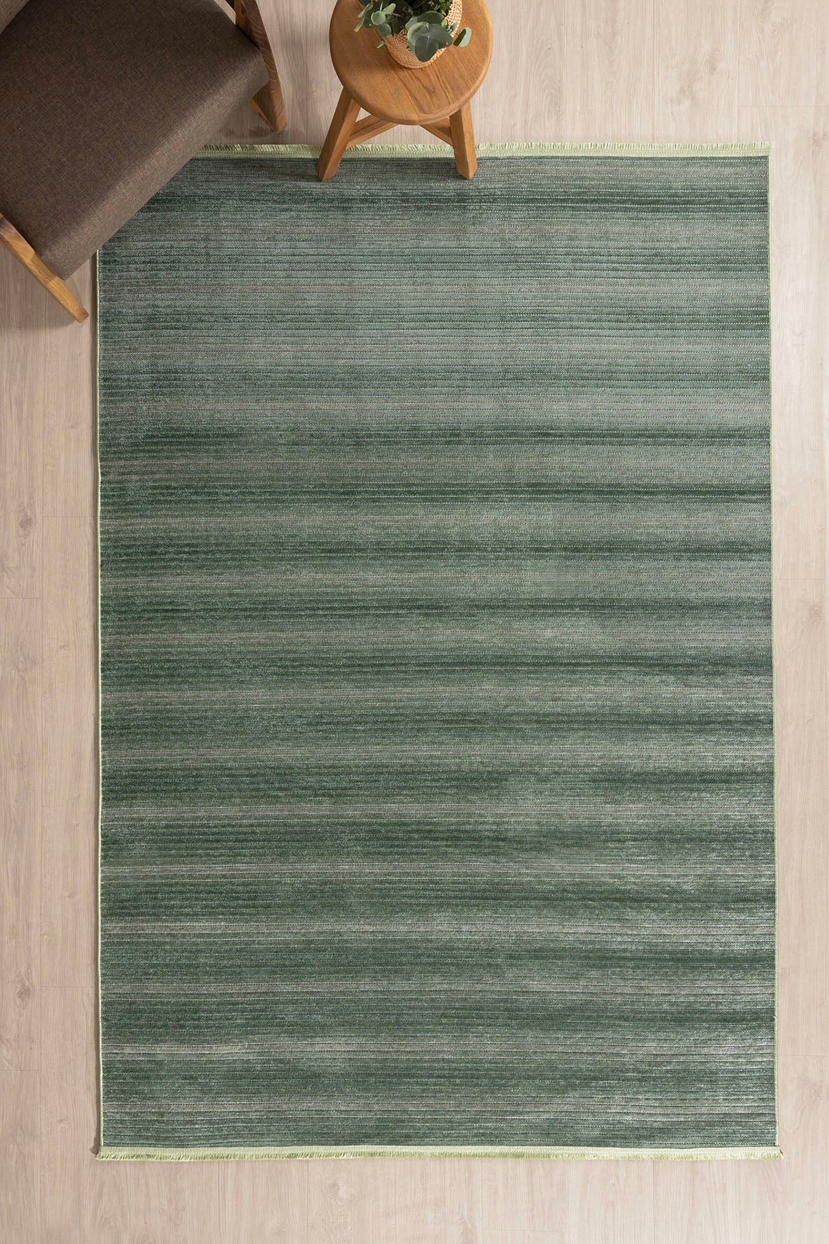 Stripe Yeşil Kilim Kaymaz Taban Salon Oturma Odası Antre Halısı 33011A