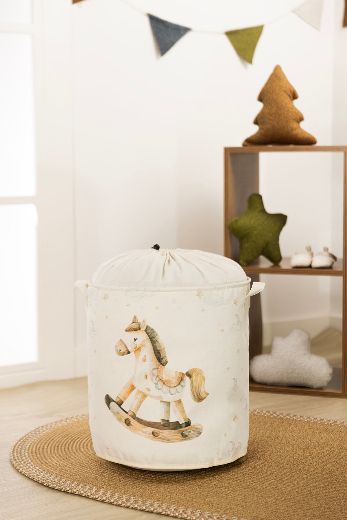 Tidy Kids Atlı Karınca Desenli Poplin Büzgülü Sepet (37x40cm) 6018