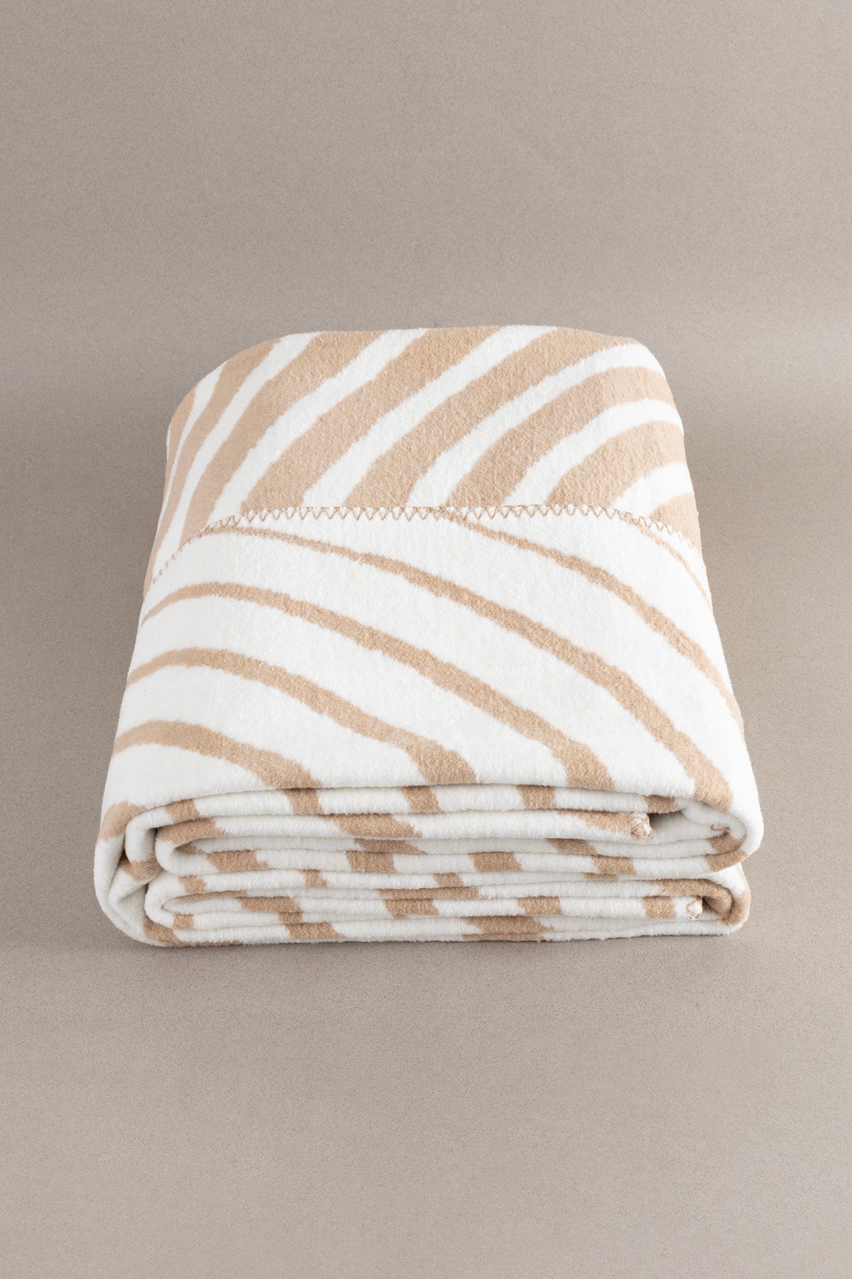 Twin Battaniye Soft Pamuklu Çift Kişilik Battaniye Kahve Krem 200 x 220 5036A