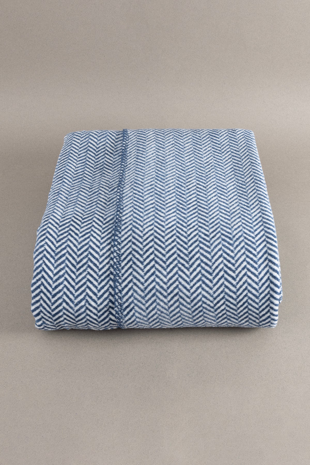 Twin Battaniye Soft Pamuklu Çift Kişilik Battaniye Mavi Krem 200 x 220 5019A