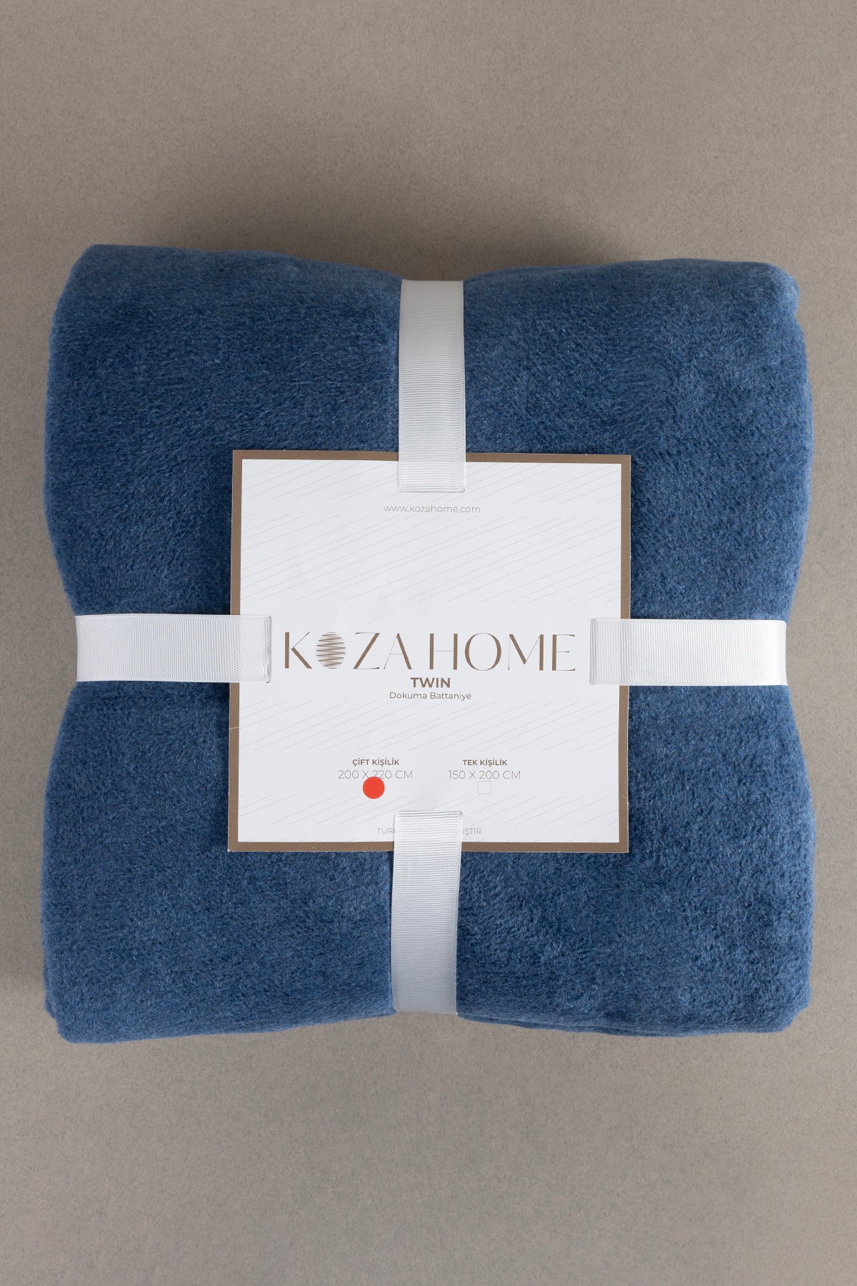 Twin Soft Pamuklu Çift Kişilik Battaniye Mavi Krem 200 x 220 5009A