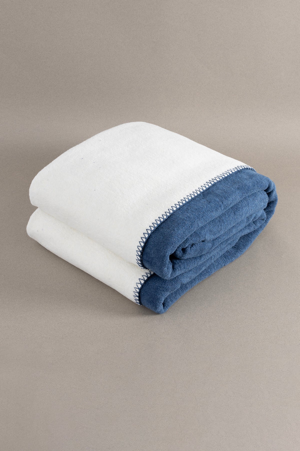 Twin Soft Pamuklu Çift Kişilik Battaniye Mavi Krem 200 x 220 5009A