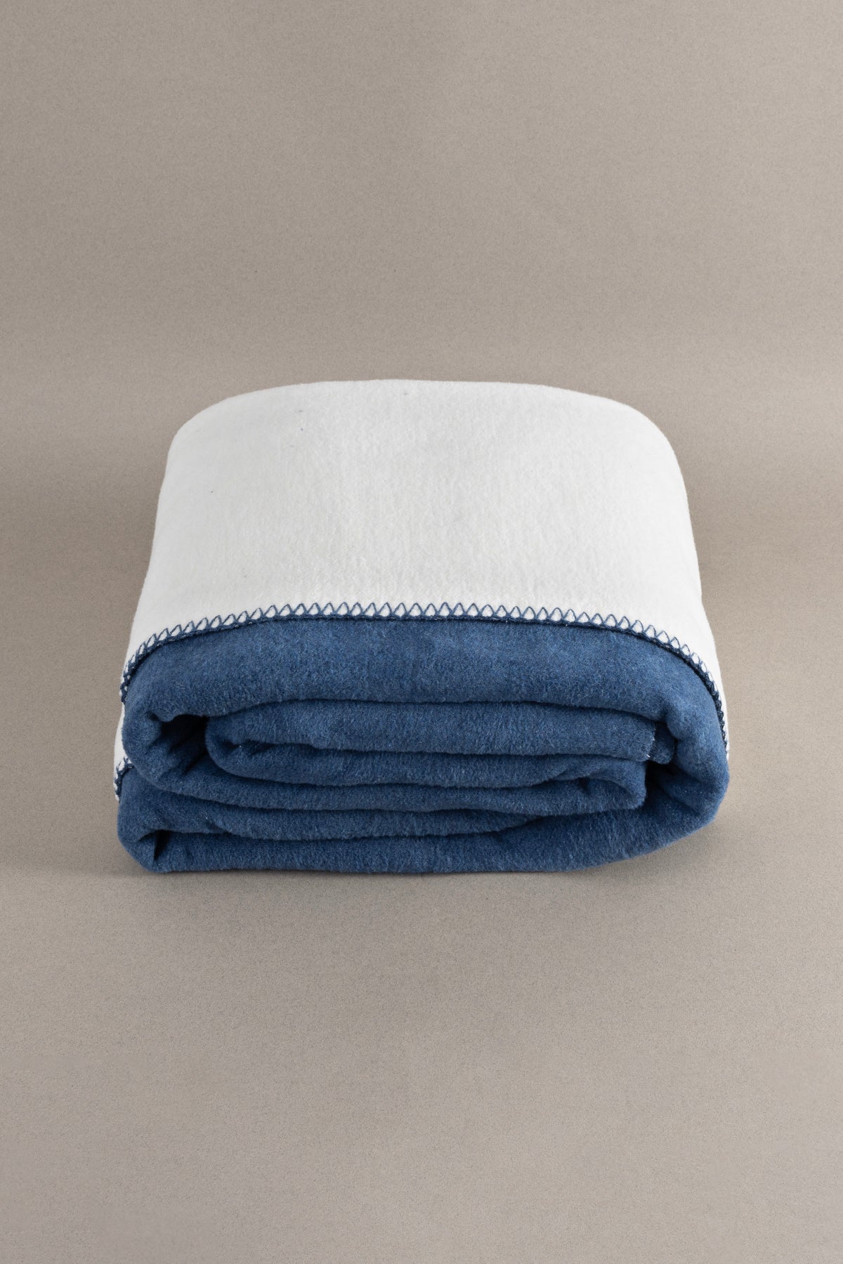 Twin Soft Pamuklu Çift Kişilik Battaniye Mavi Krem 200 x 220 5009A