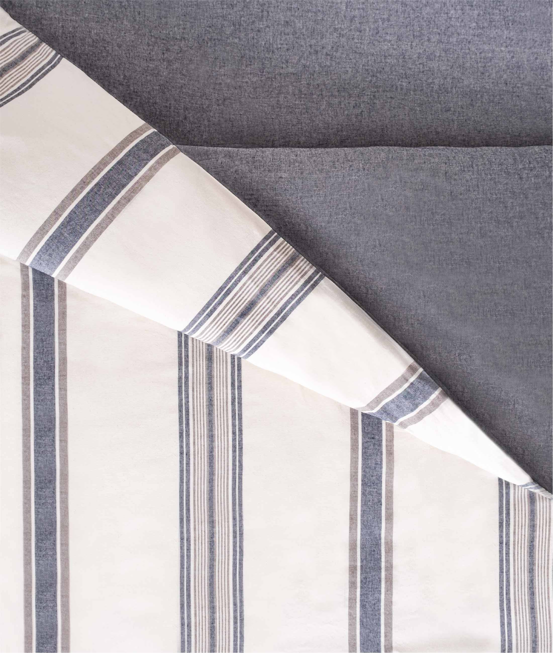 Viento Nevresim Takımı Pamuk Lacivert Kahve Çizgili Lacivert Çift Kişilik 200x220 9507A