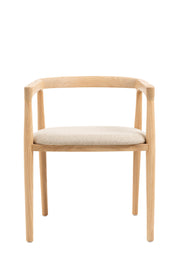 Savia Bej Minderli Natural Masif Ahşap Sandalye 10111