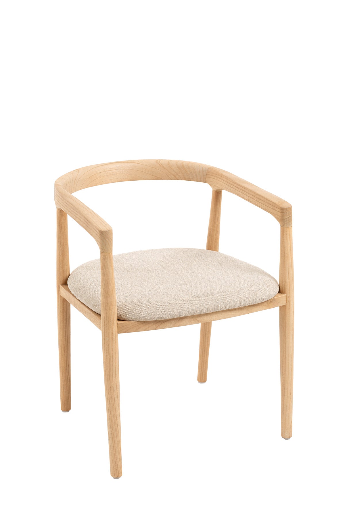 Savia Bej Minderli Natural Masif Ahşap Sandalye 10111