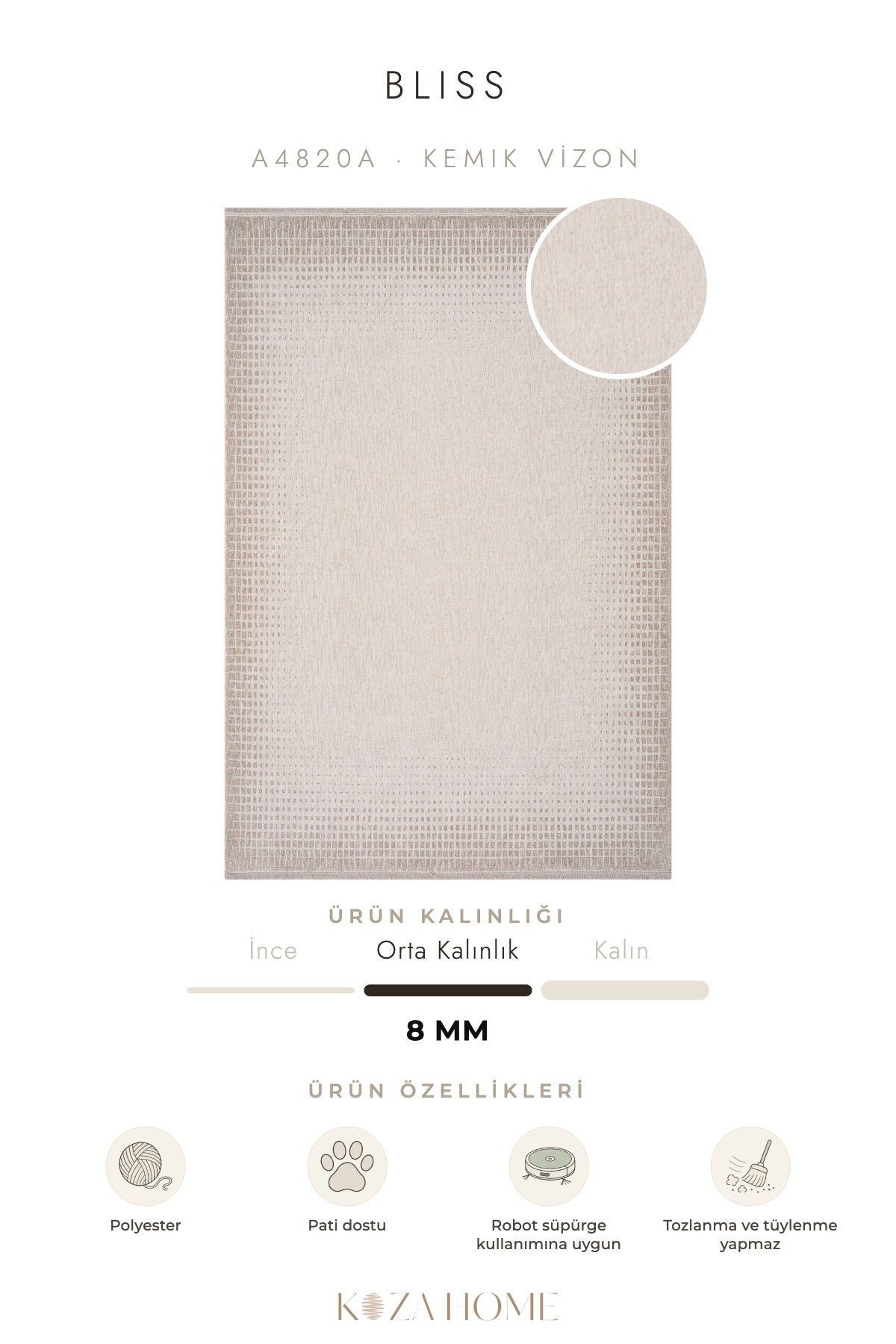Calvin Klein Bliss Krem Vizon Halı A4820A