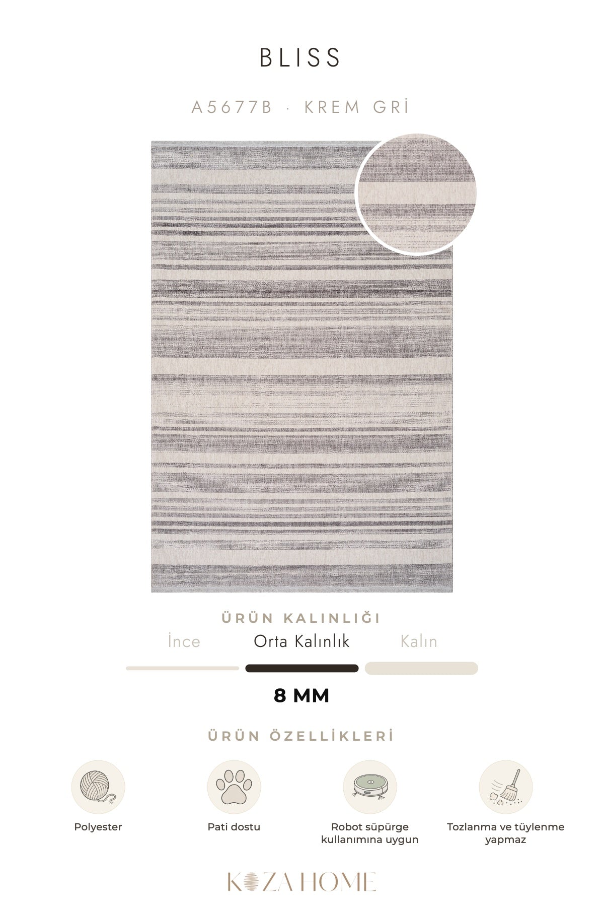 Calvin Klein Bliss Krem Gri Halı A5677B