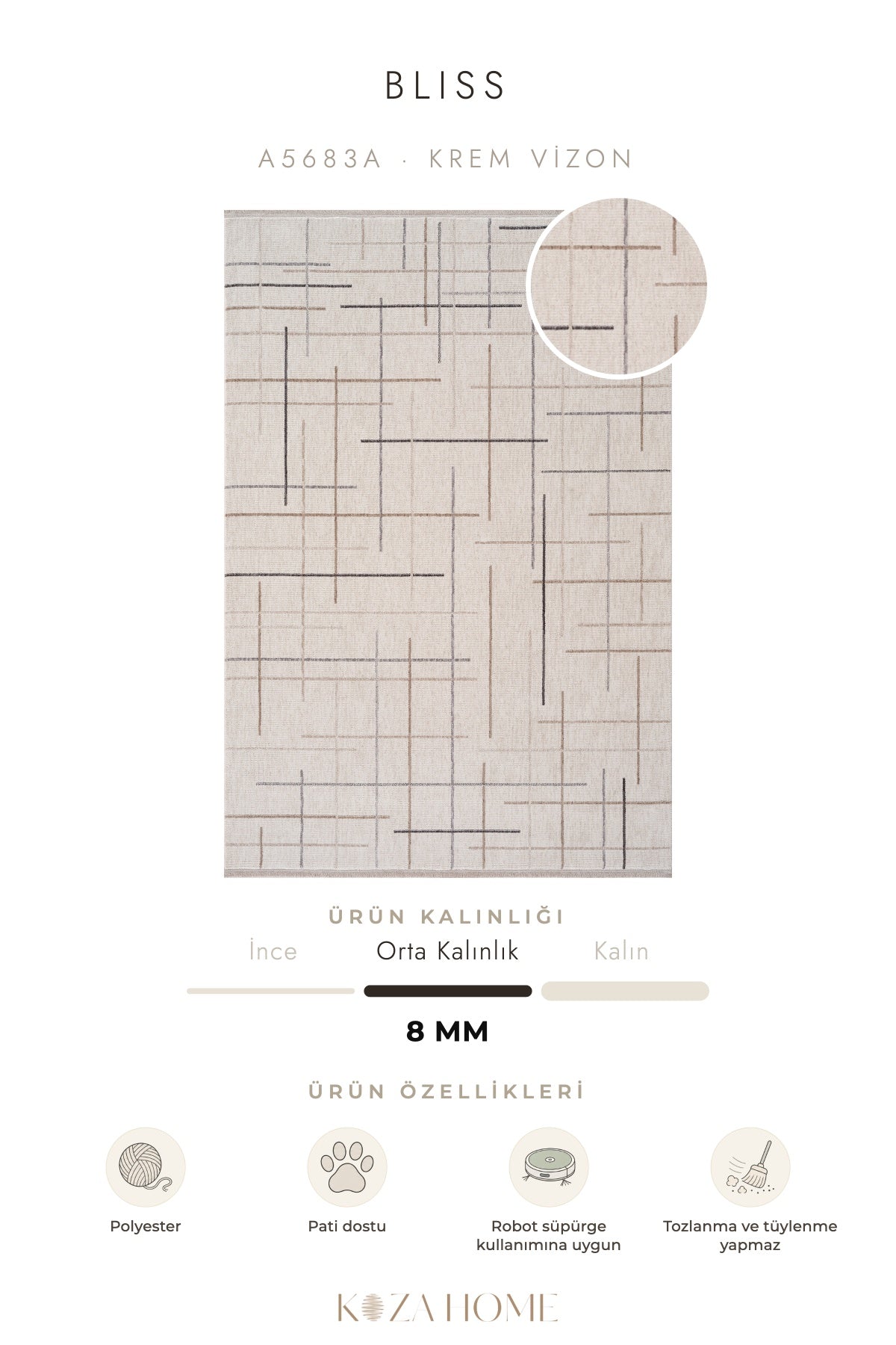 Calvin Klein Bliss Krem Vizon Halı A5683A
