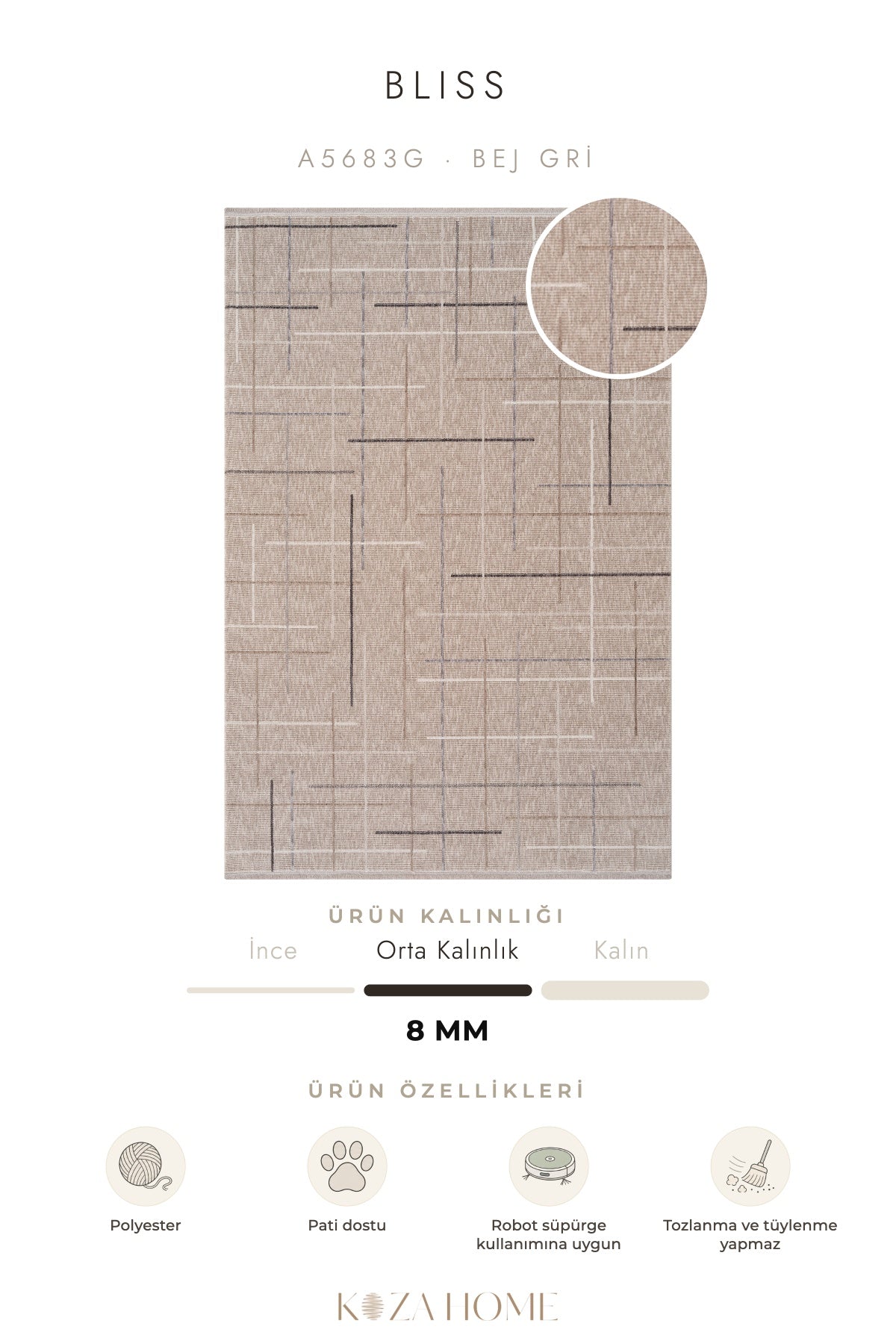 Calvin Klein Bliss Bej Gri Halı A5683G