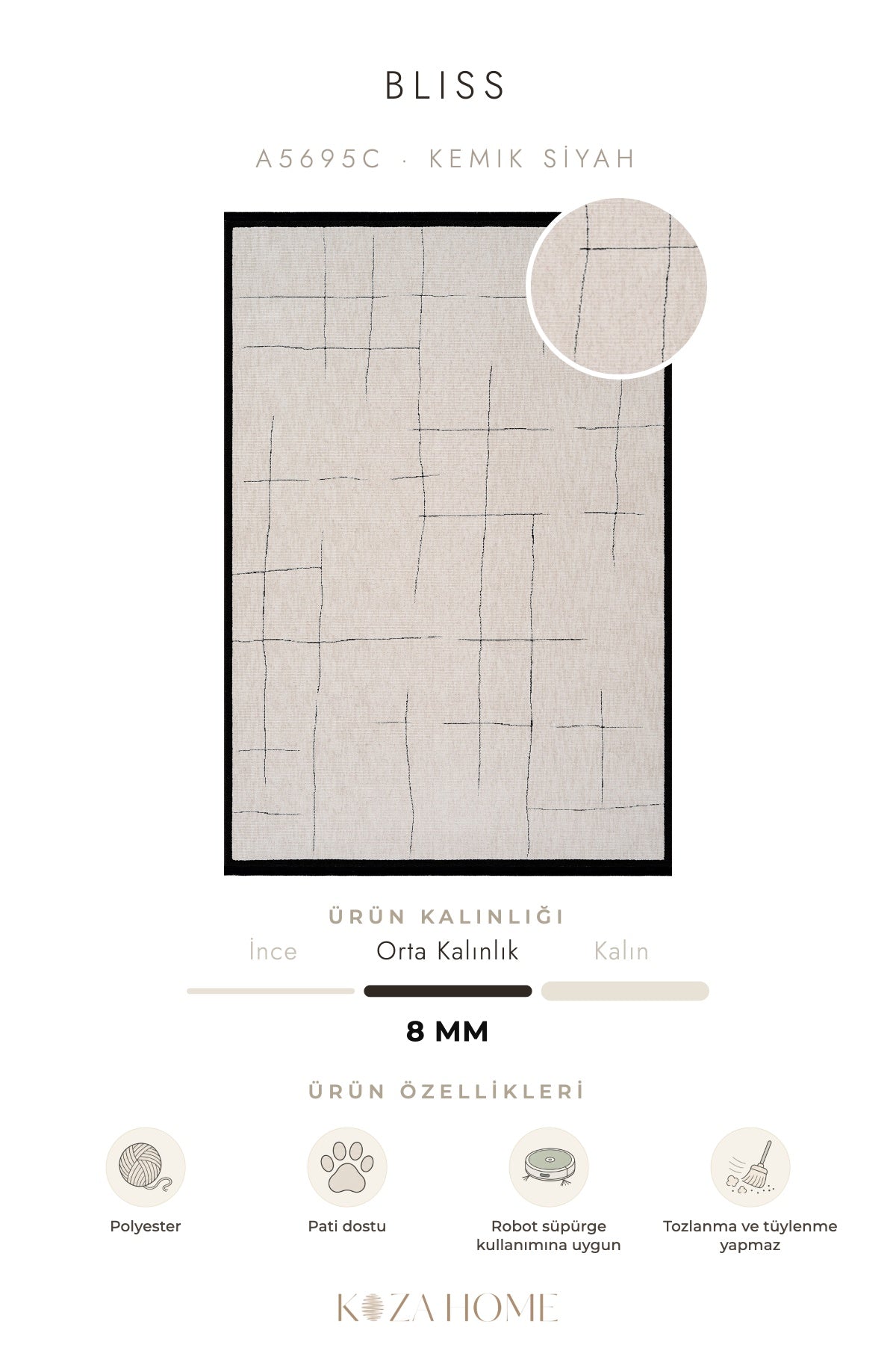 Calvin Klein Bliss Krem Siyah Halı A5695C