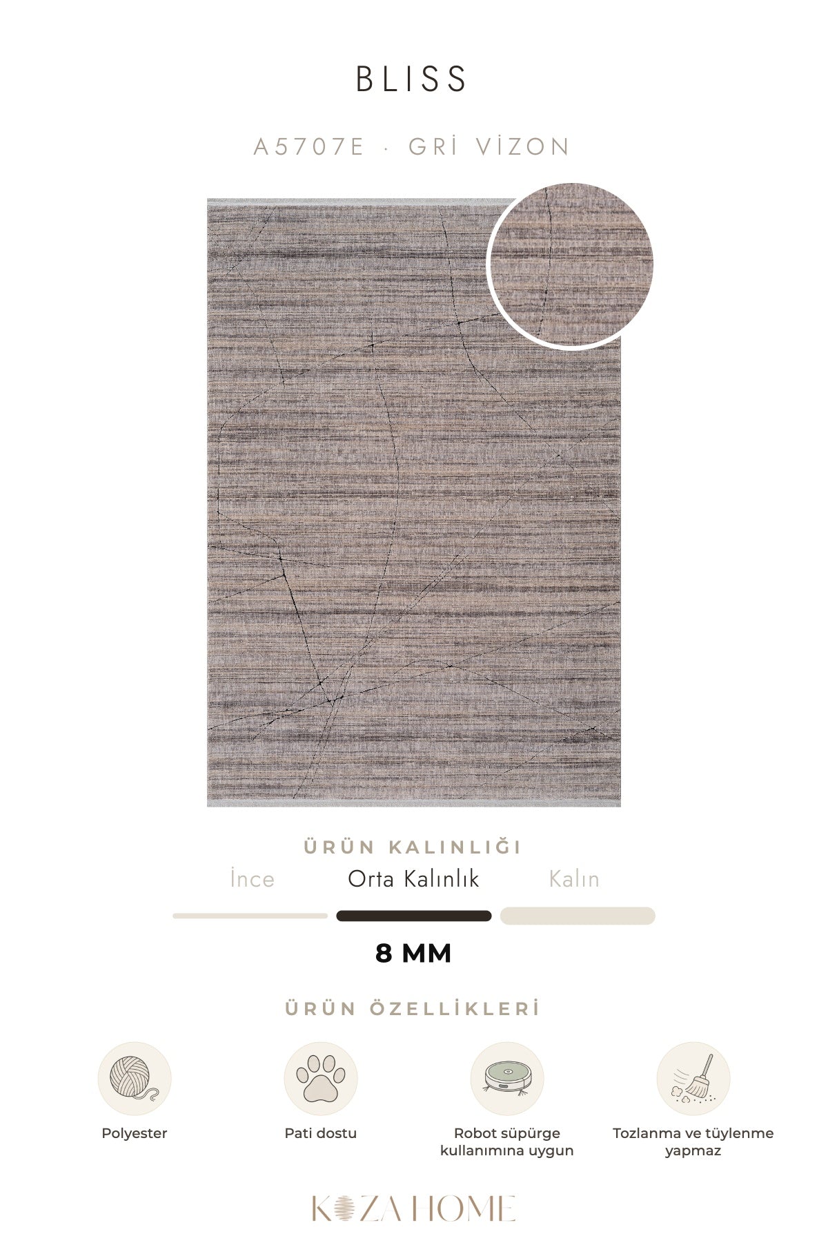 Calvin Klein Bliss Gri Vizon Halı A5707E