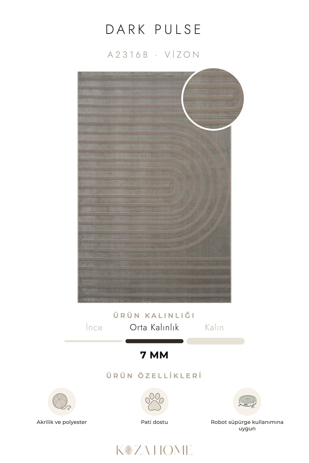 Calvin Klein Dark Pulse Vizon Halı A2316B