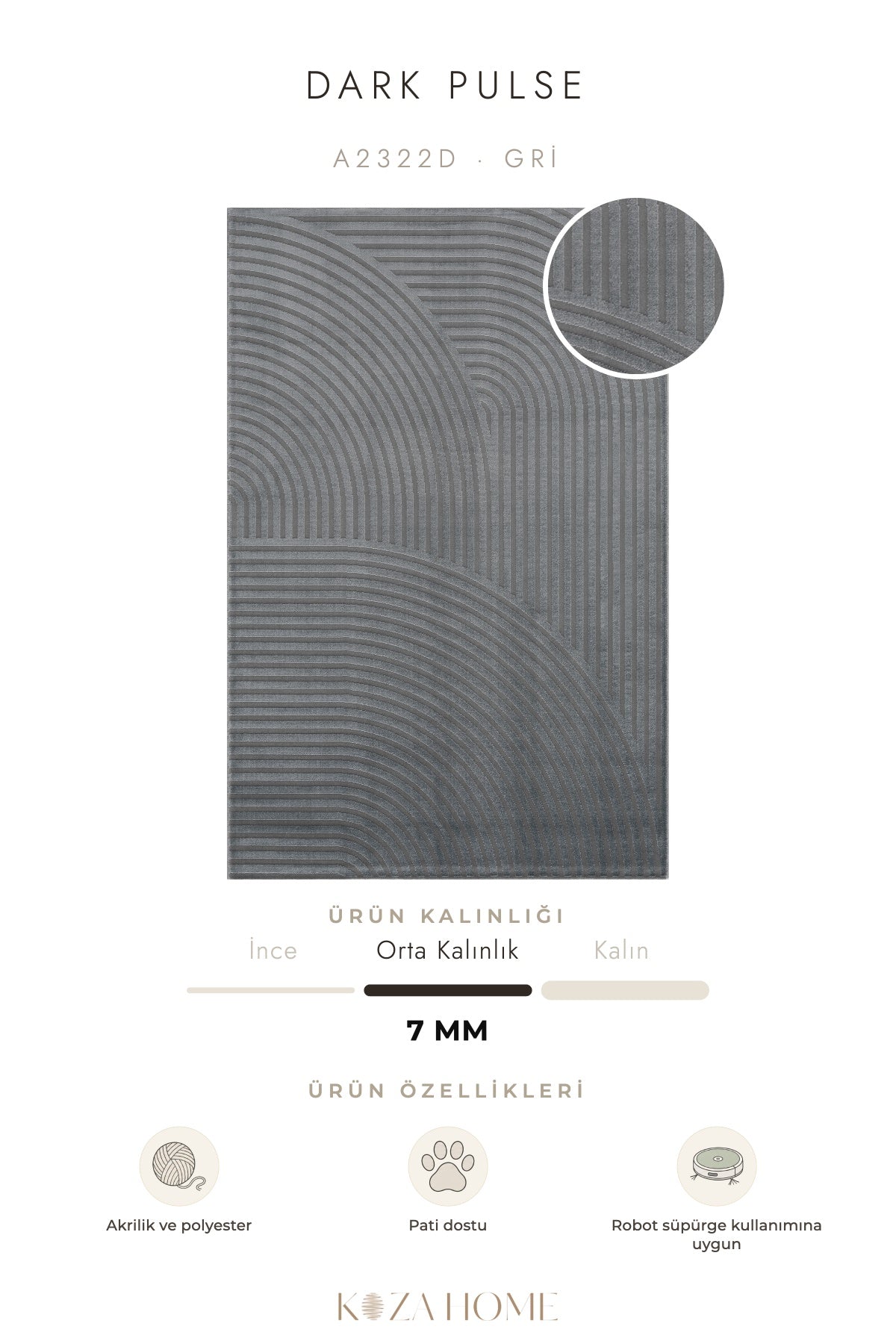 Calvin Klein Dark Pulse Gri Halı A2322D