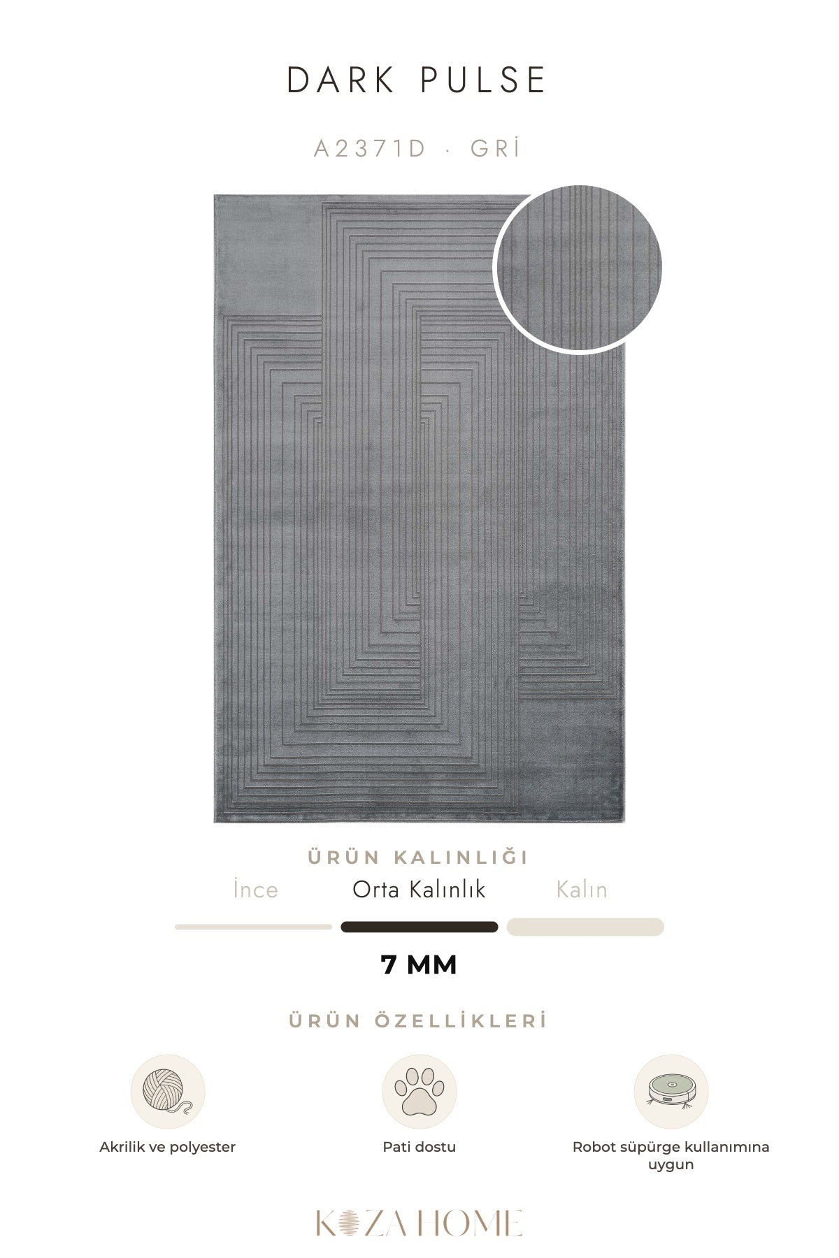 Calvin Klein Dark Pulse  Gri Halı A2371D