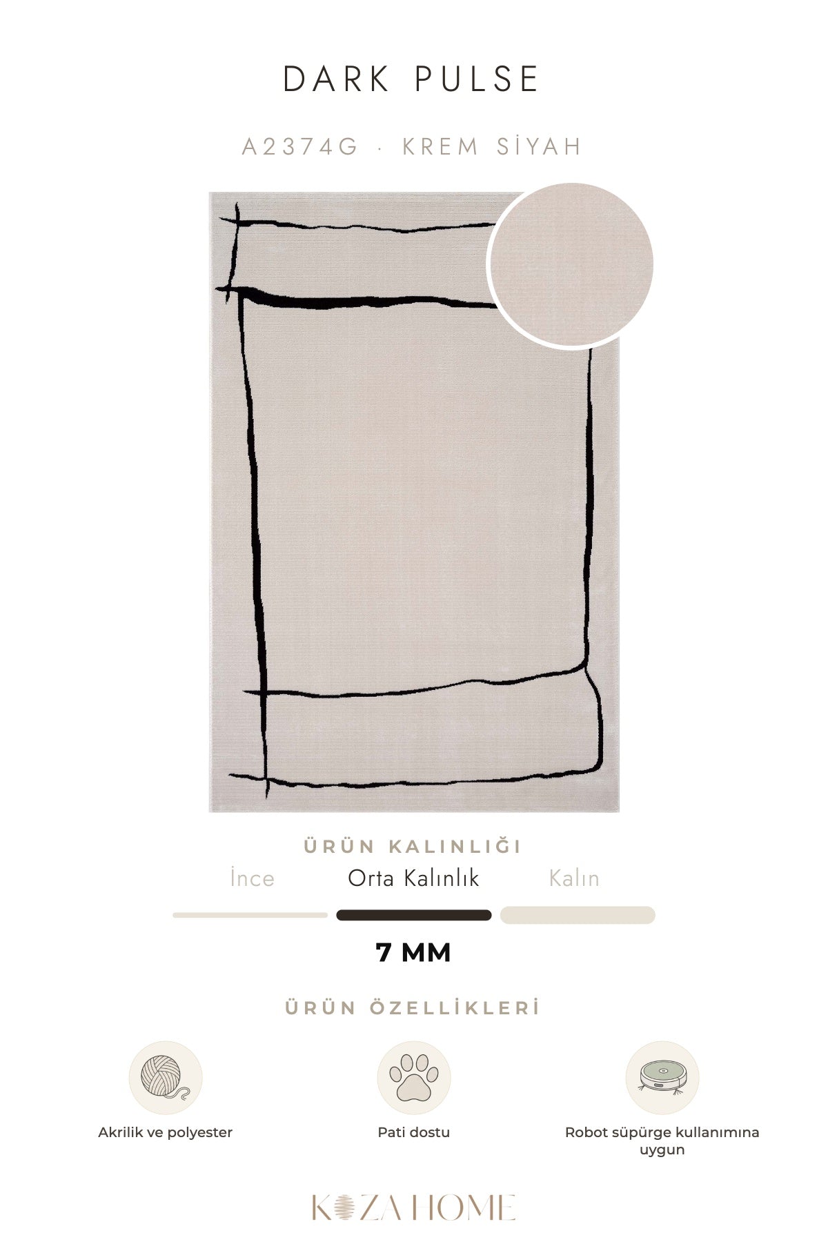 Calvin Klein Dark Pulse Krem Siyah Halı A2374G