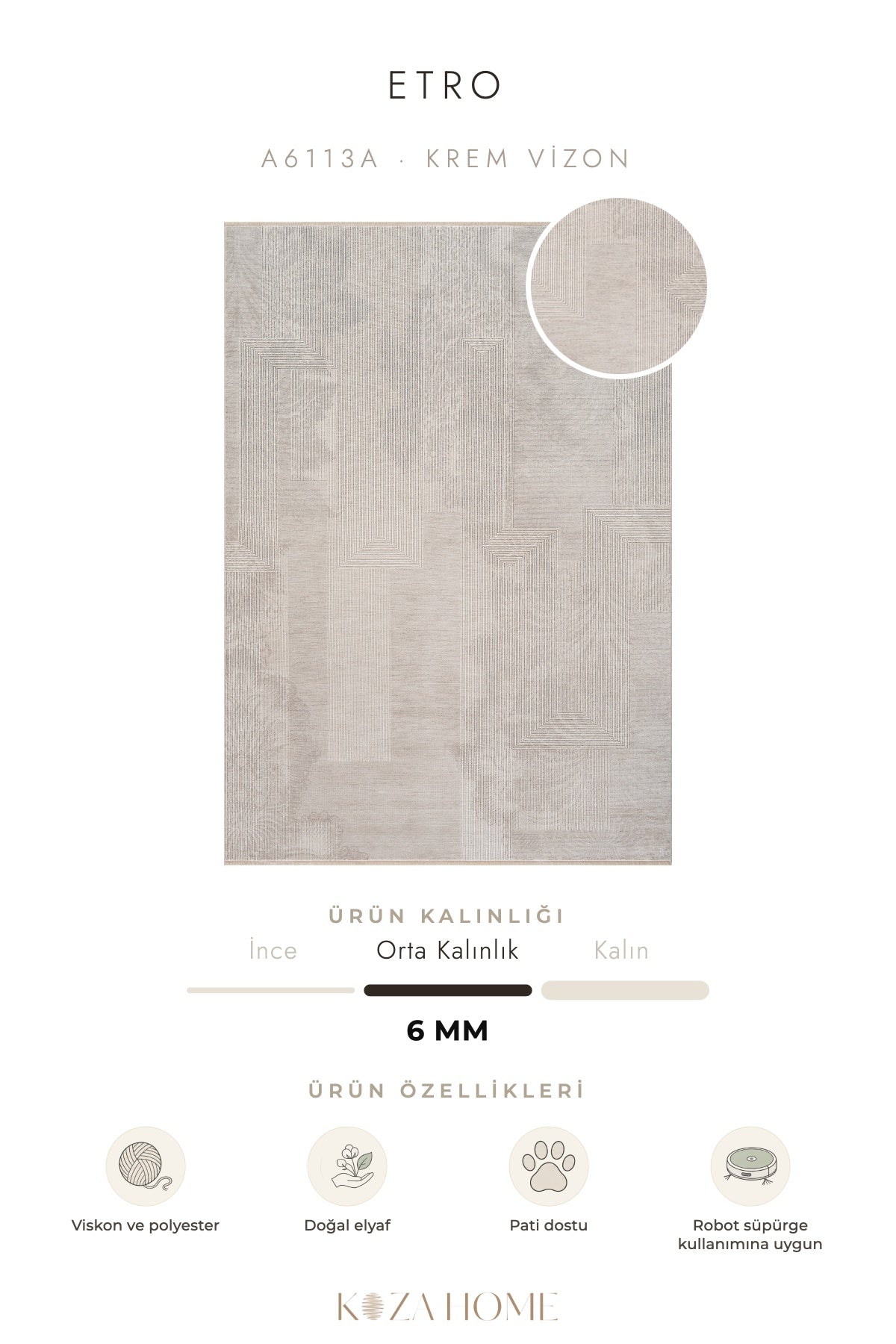Calvin Klein Etro Krem Vizon Halı A6113A