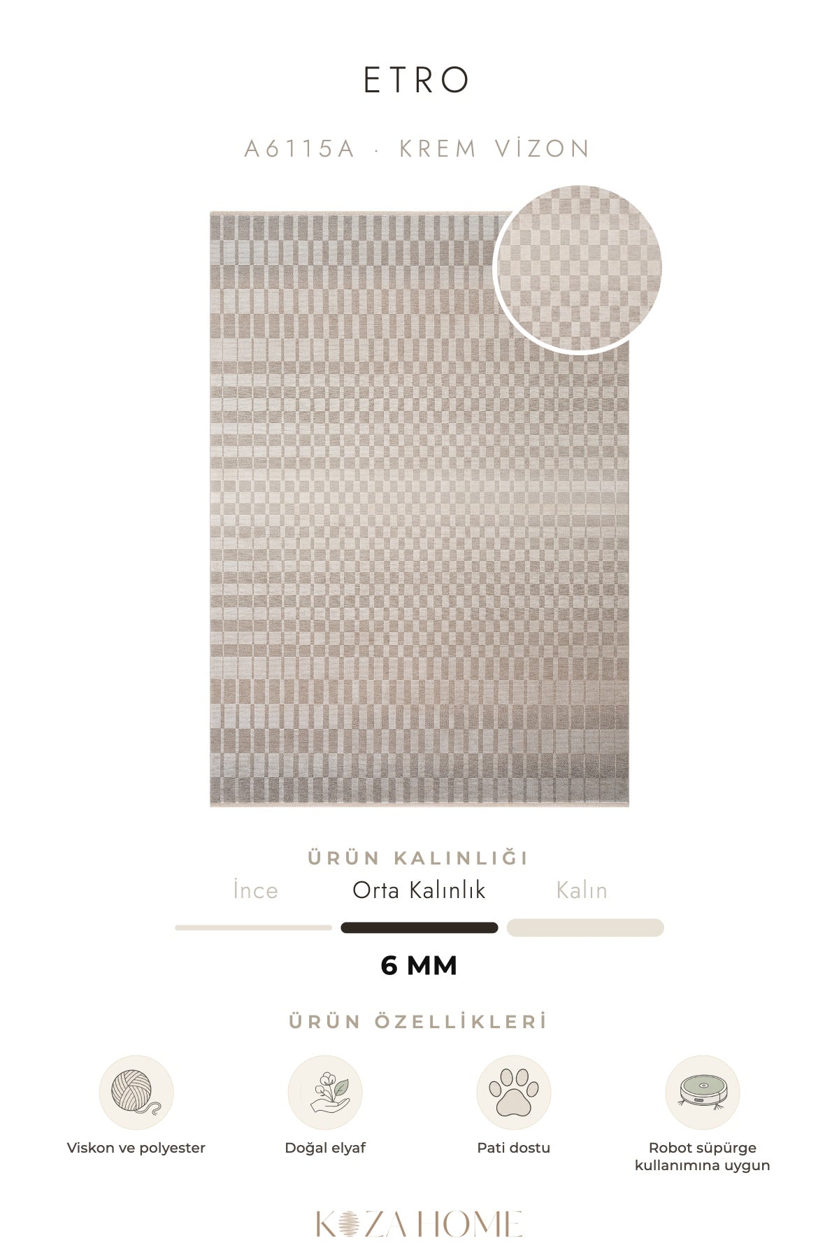 Calvin Klein Etro Krem Vizon Halı A6115A