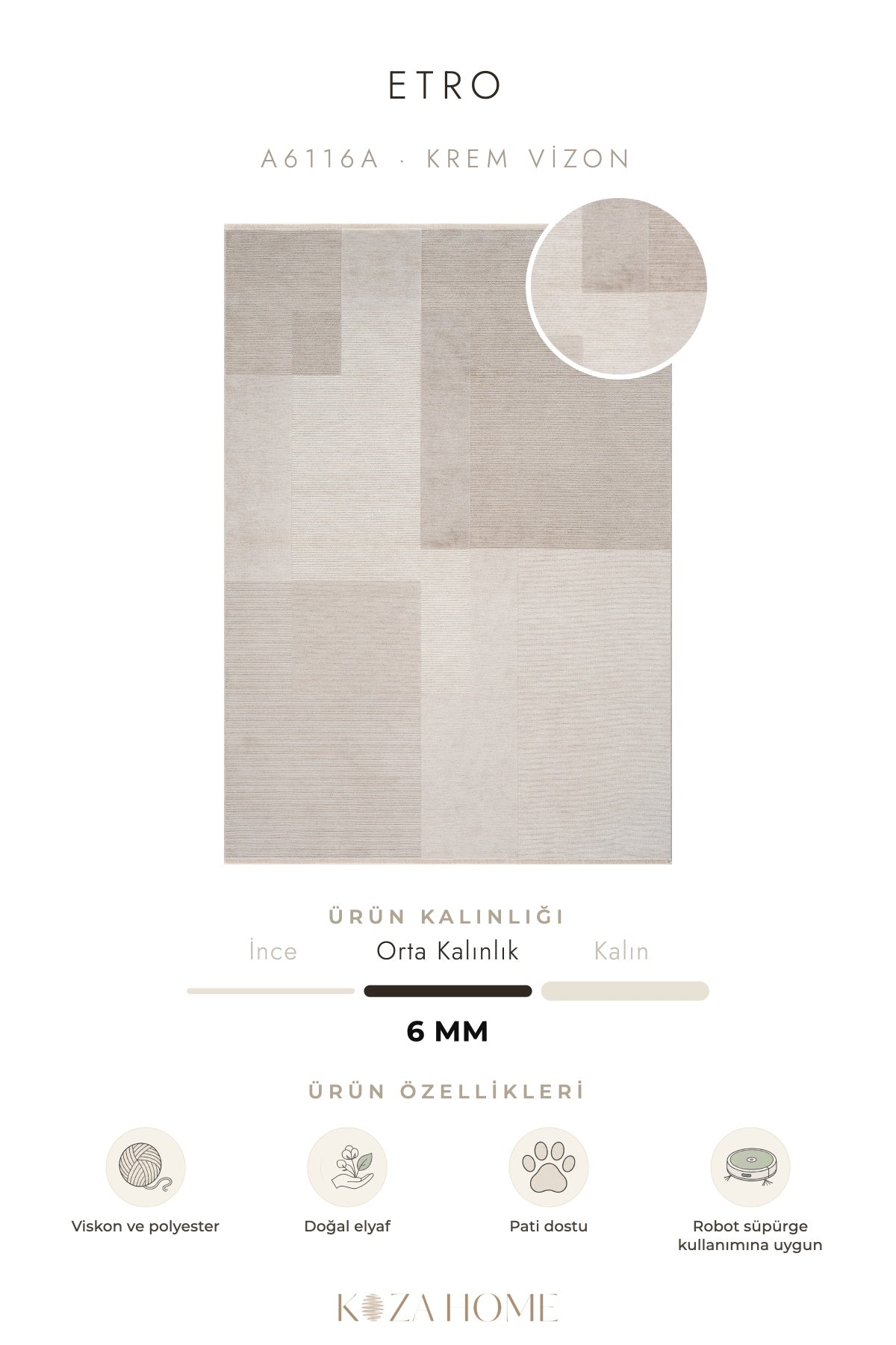Calvin Klein Etro Krem Vizon Halı A6116A